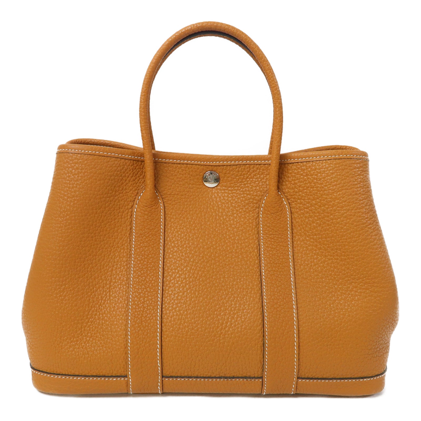 HERMES Negonda皮革Garden Party TPM銀扣手挽袋Gold/駝色