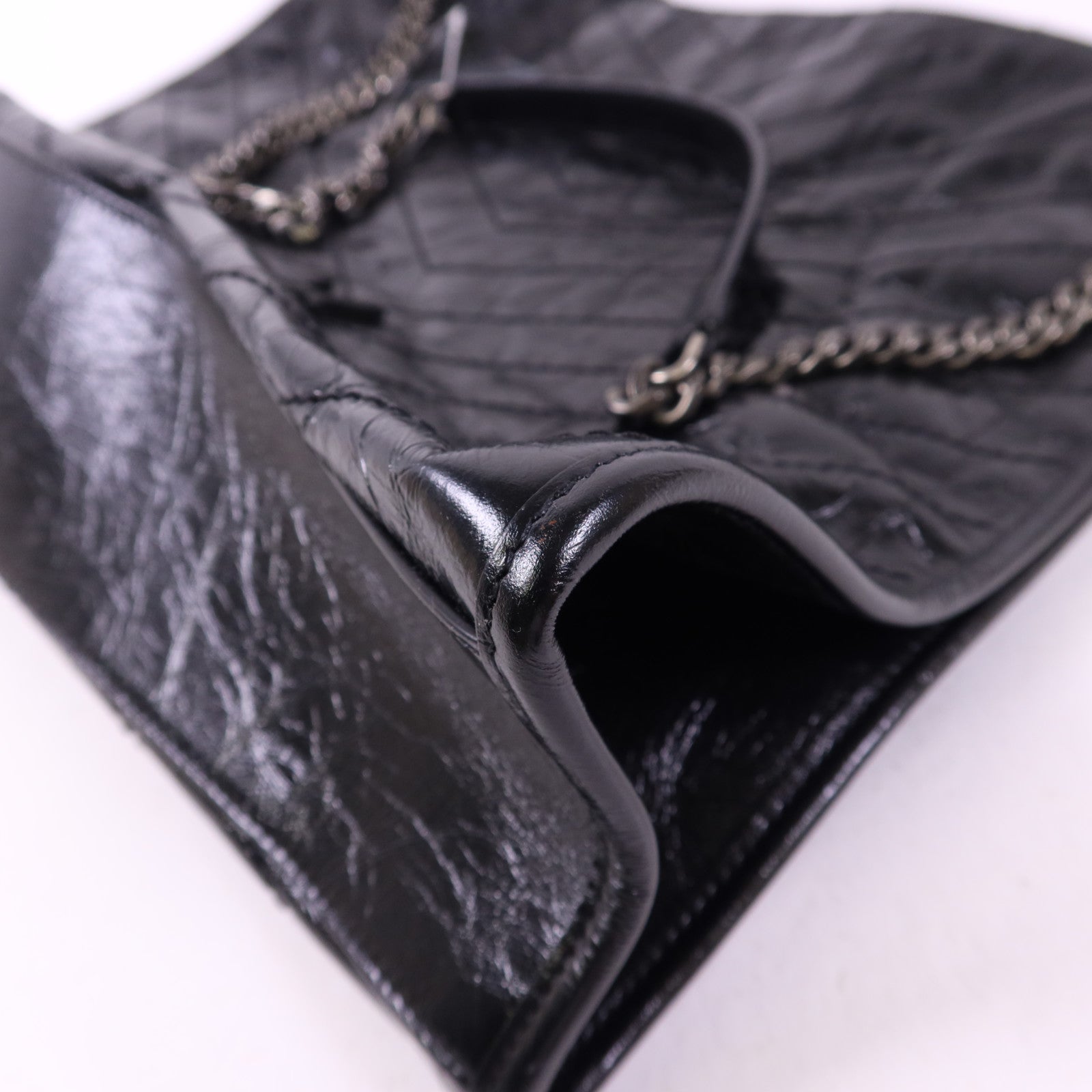 YVES SAINT LAURENT 牛皮皮革Niki Medium Tote Bag銀扣鏈帶肩背袋
