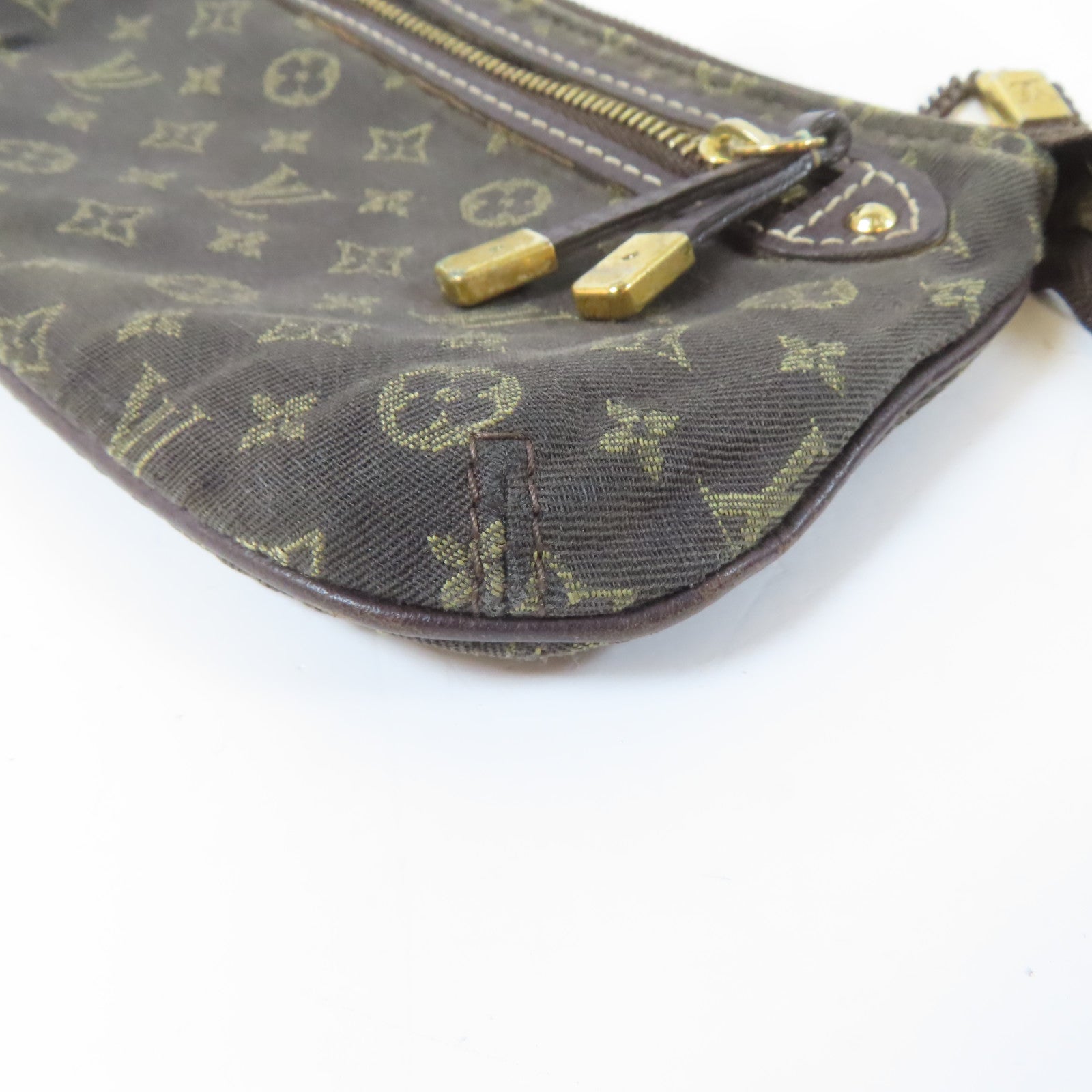 LOUIS VUITTON Monogram Mini Lin Mini Pochette Accessoires金扣手拿包啡色