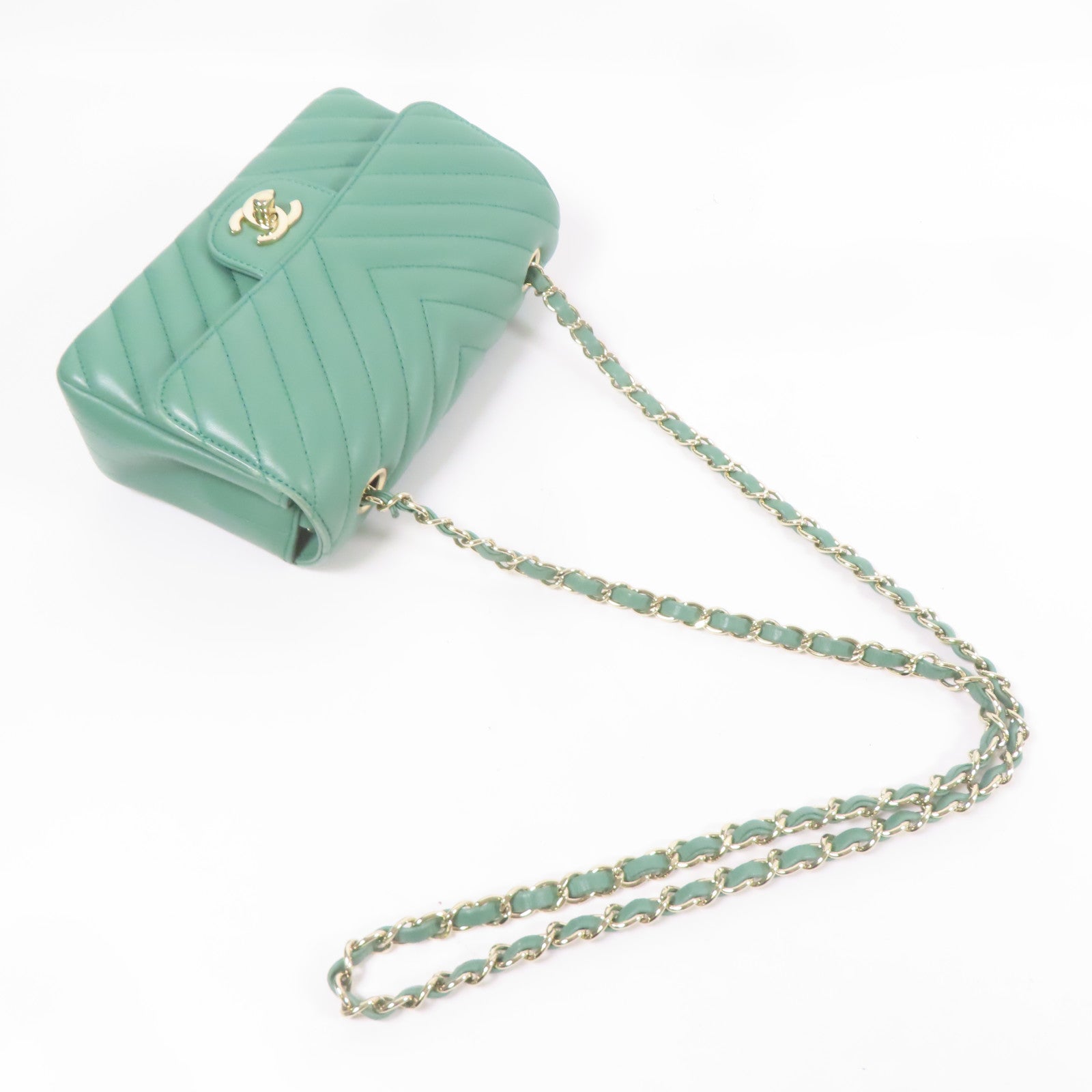 CHANEL 牛皮皮革Shoulder Bag金扣鏈帶肩背袋