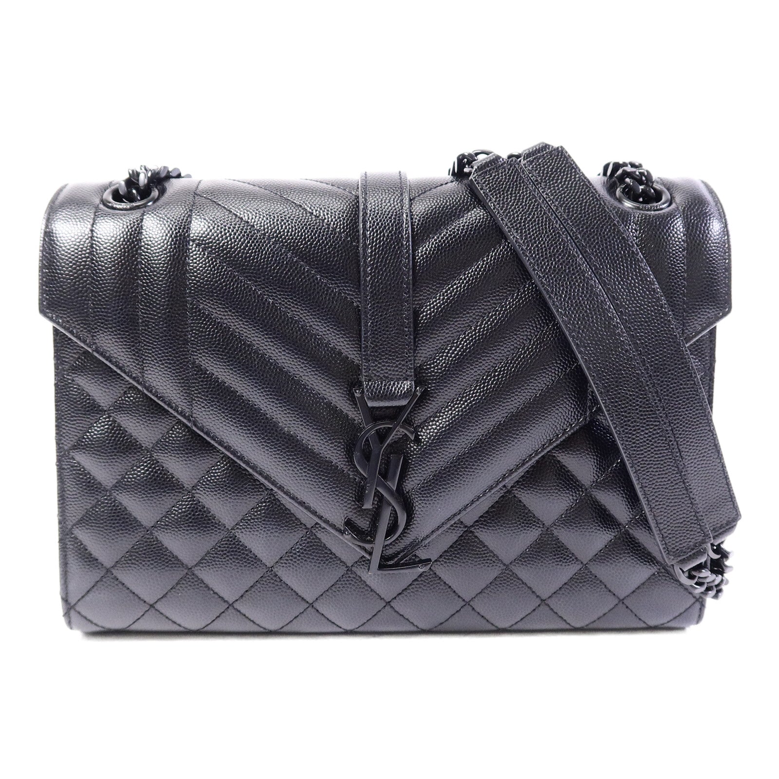 SAINT LAURENT 牛皮皮革Envelope鏈帶手挽肩背兩用袋