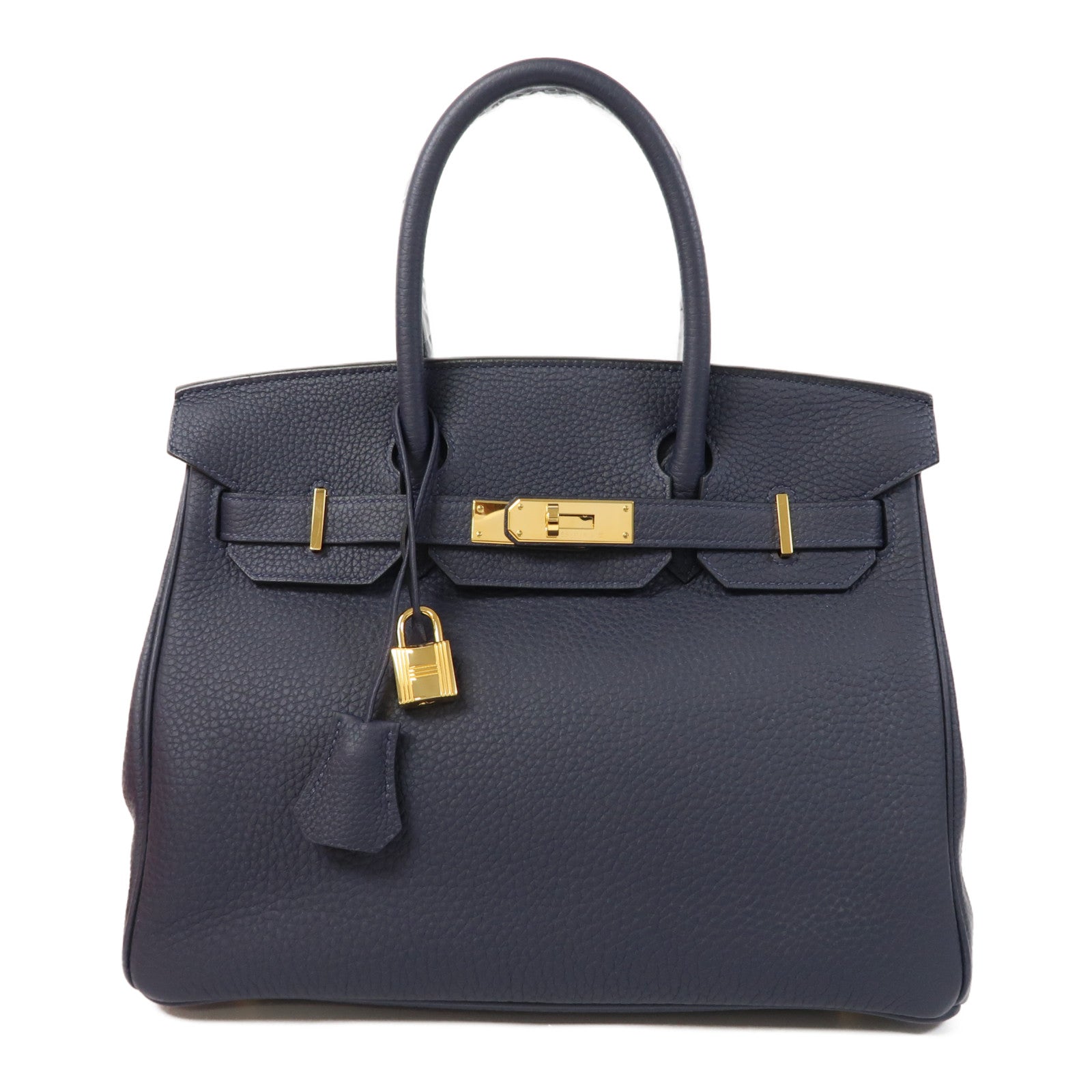 HERMES Clemence皮革Birkin 30金扣手挽袋Bleu Nuit午夜藍色