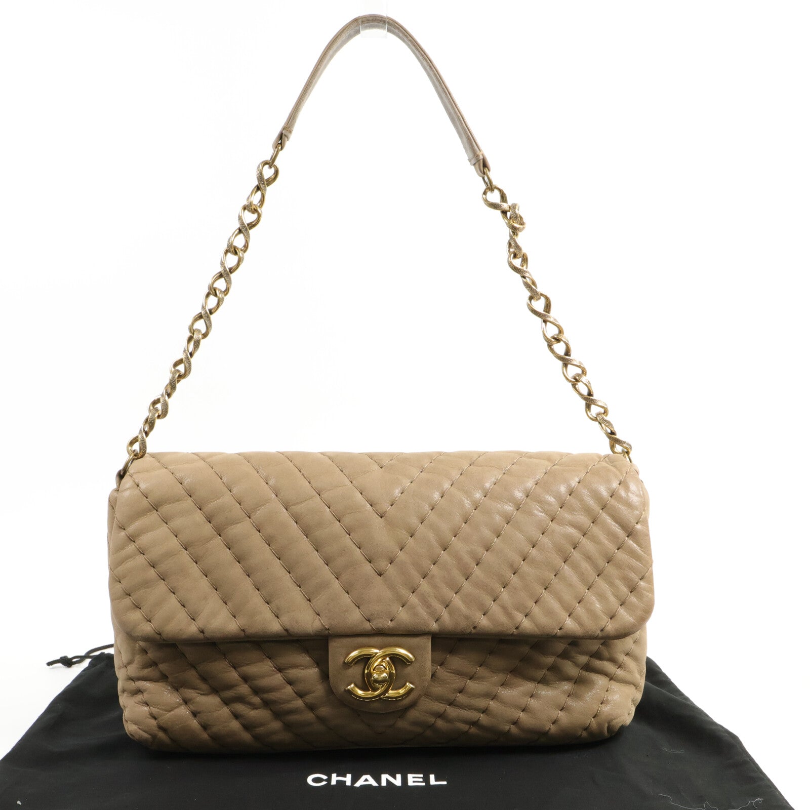CHANEL 牛皮皮革Irdescent Supique Flap Bag鏈帶肩背袋