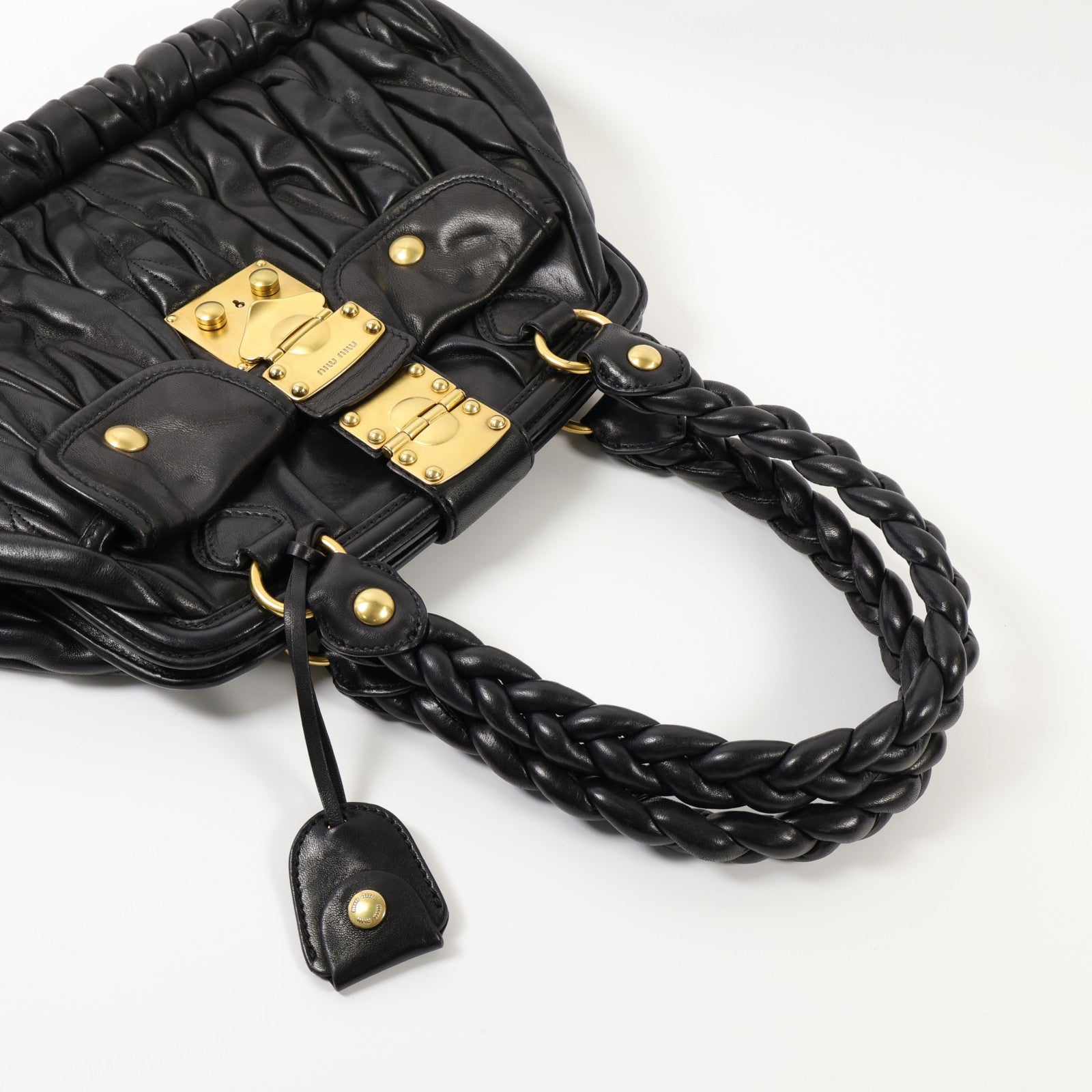 Miu Miu 羊皮皮革Tote Bag金扣手挽袋