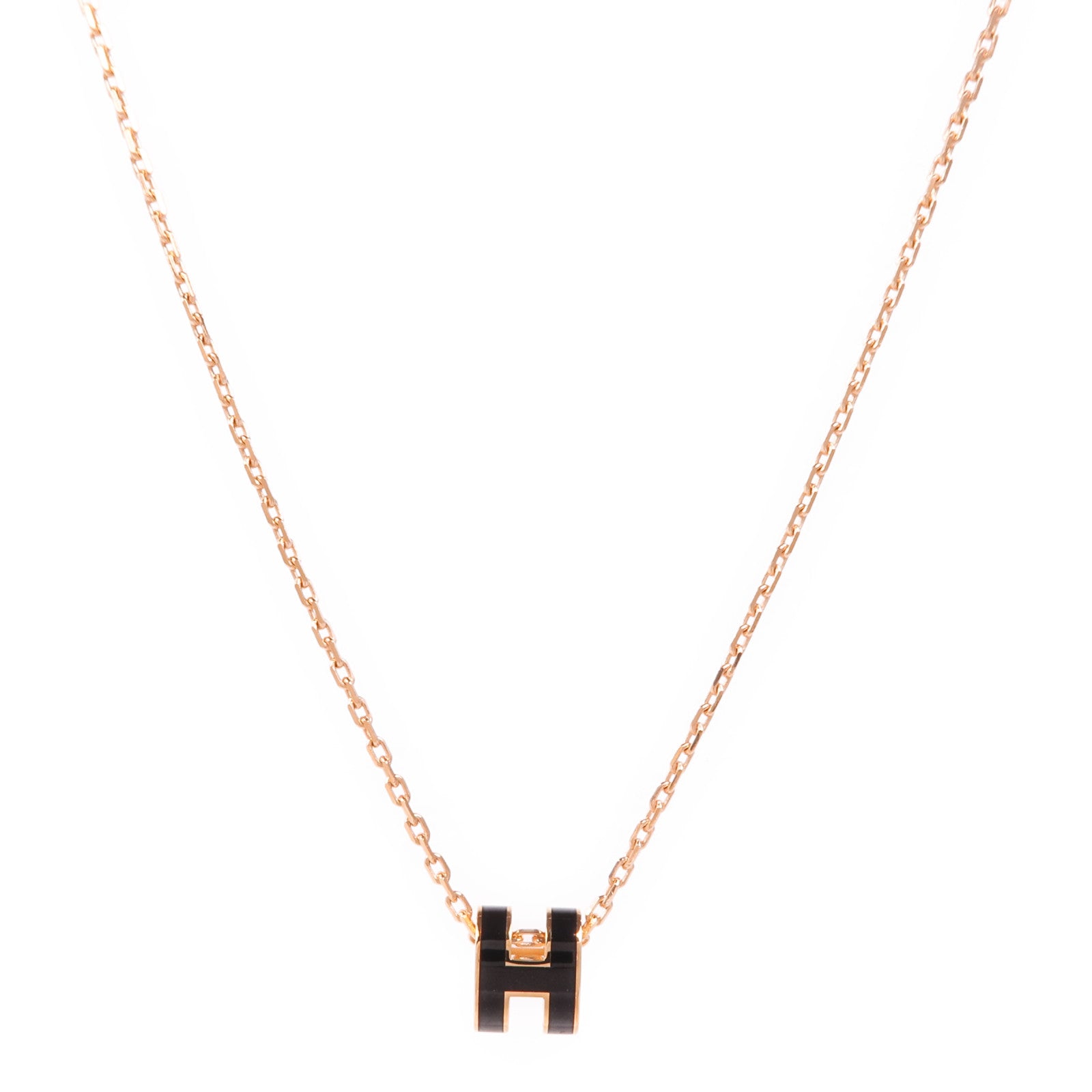 HERMES 金屬Mini Pop H Pendant項鍊Noir