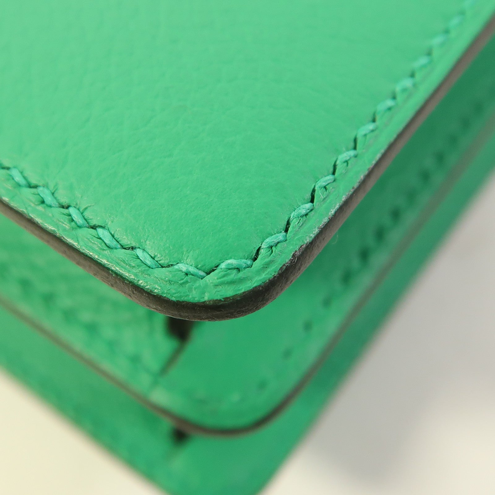 HERMES Evercolor皮革Roulis Mini銀扣肩背袋Menthe