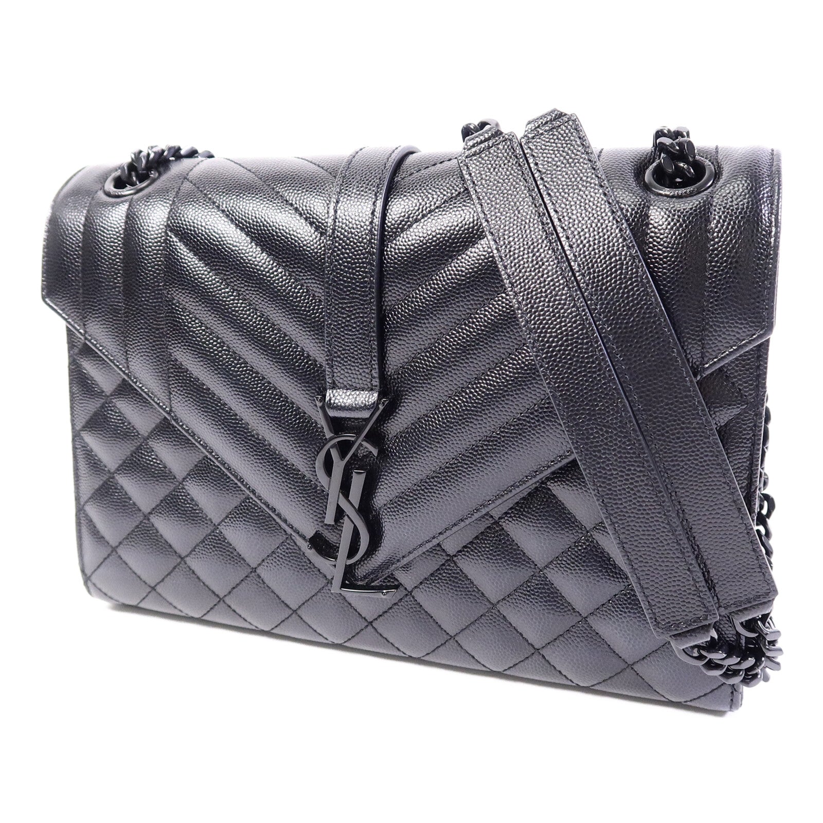 SAINT LAURENT 牛皮皮革Envelope鏈帶手挽肩背兩用袋
