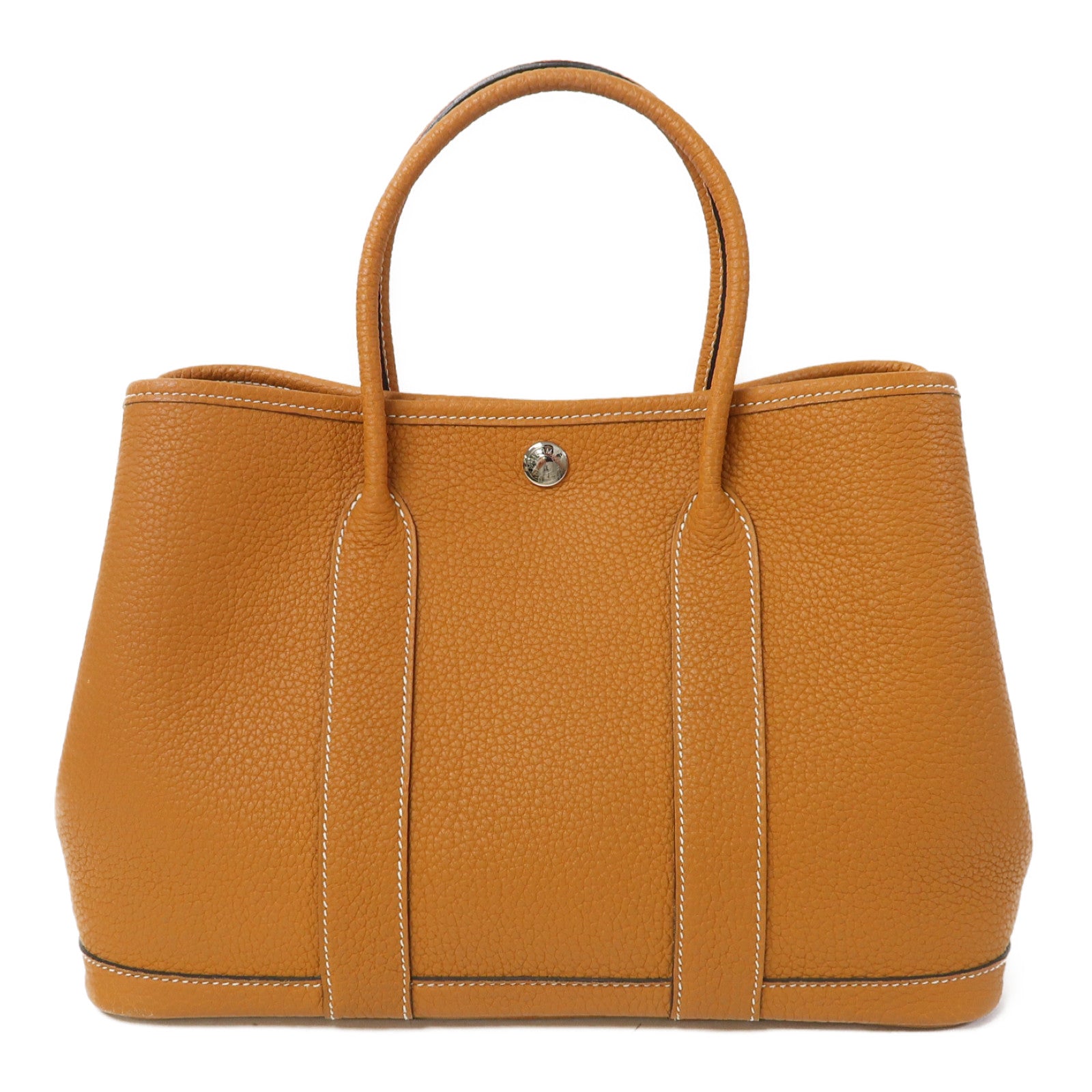 HERMES Negonda皮革Garden Party TPM銀扣手挽袋Gold/駝色