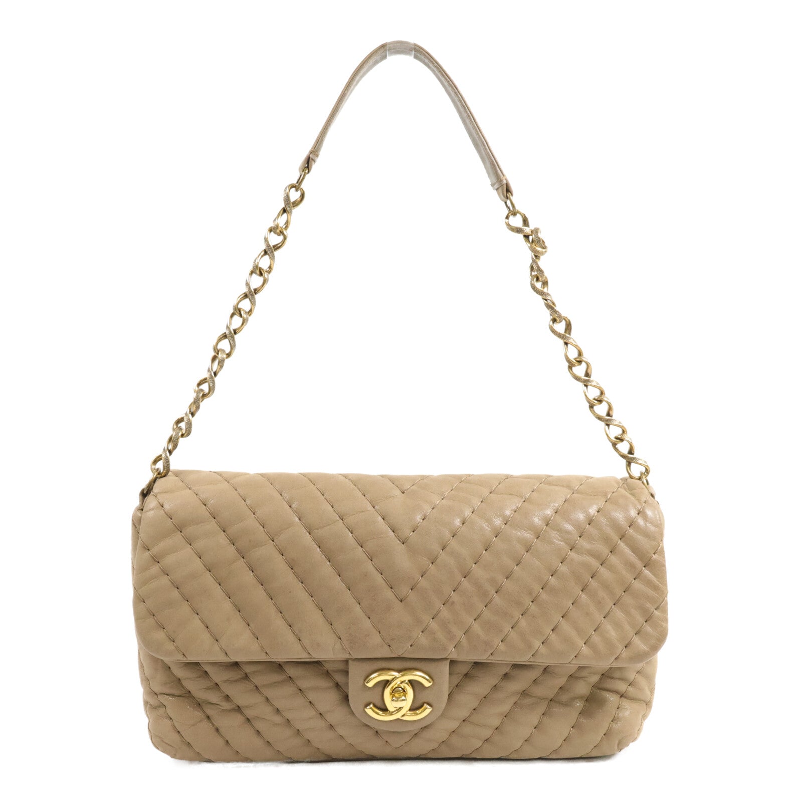 CHANEL 牛皮皮革Irdescent Supique Flap Bag鏈帶肩背袋