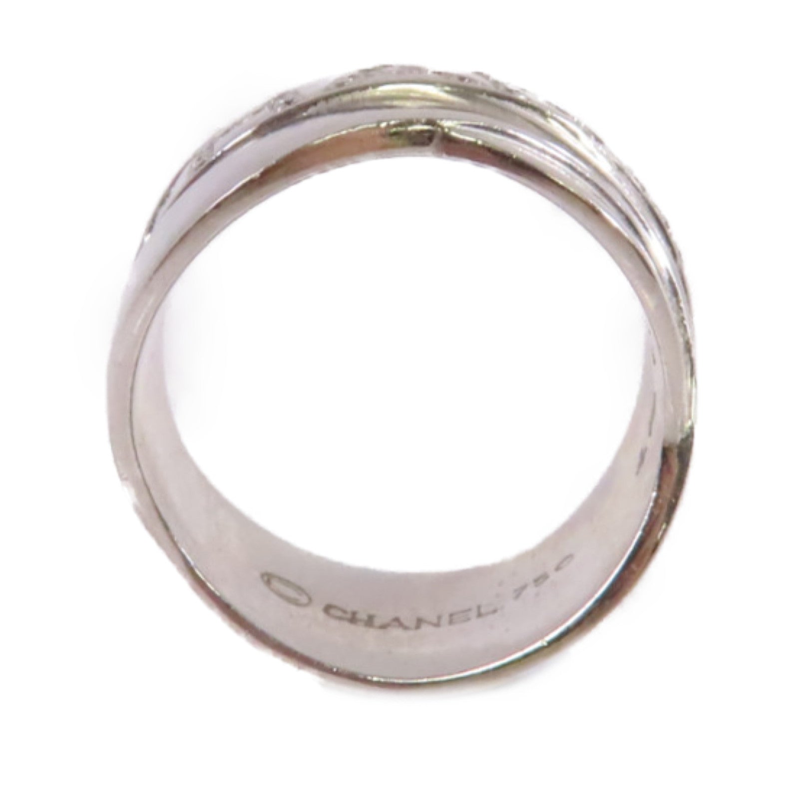 CHANEL 18K白金CHANEL Logo Ring戒指US#5.5