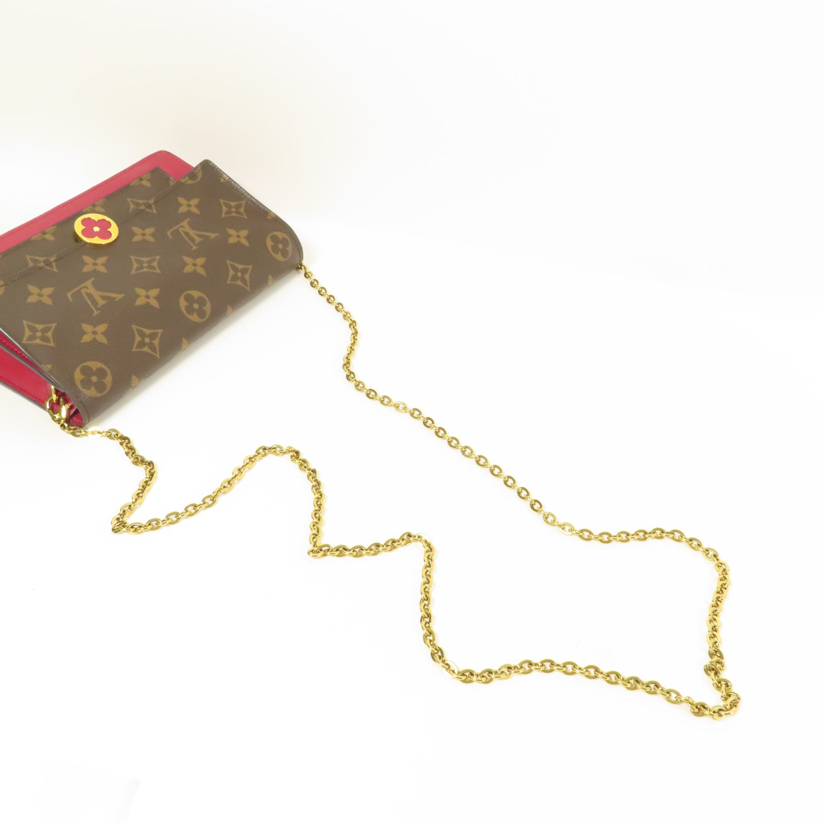 LOUIS VUITTON Monogram Portefeuille Flore金扣鏈帶肩背袋