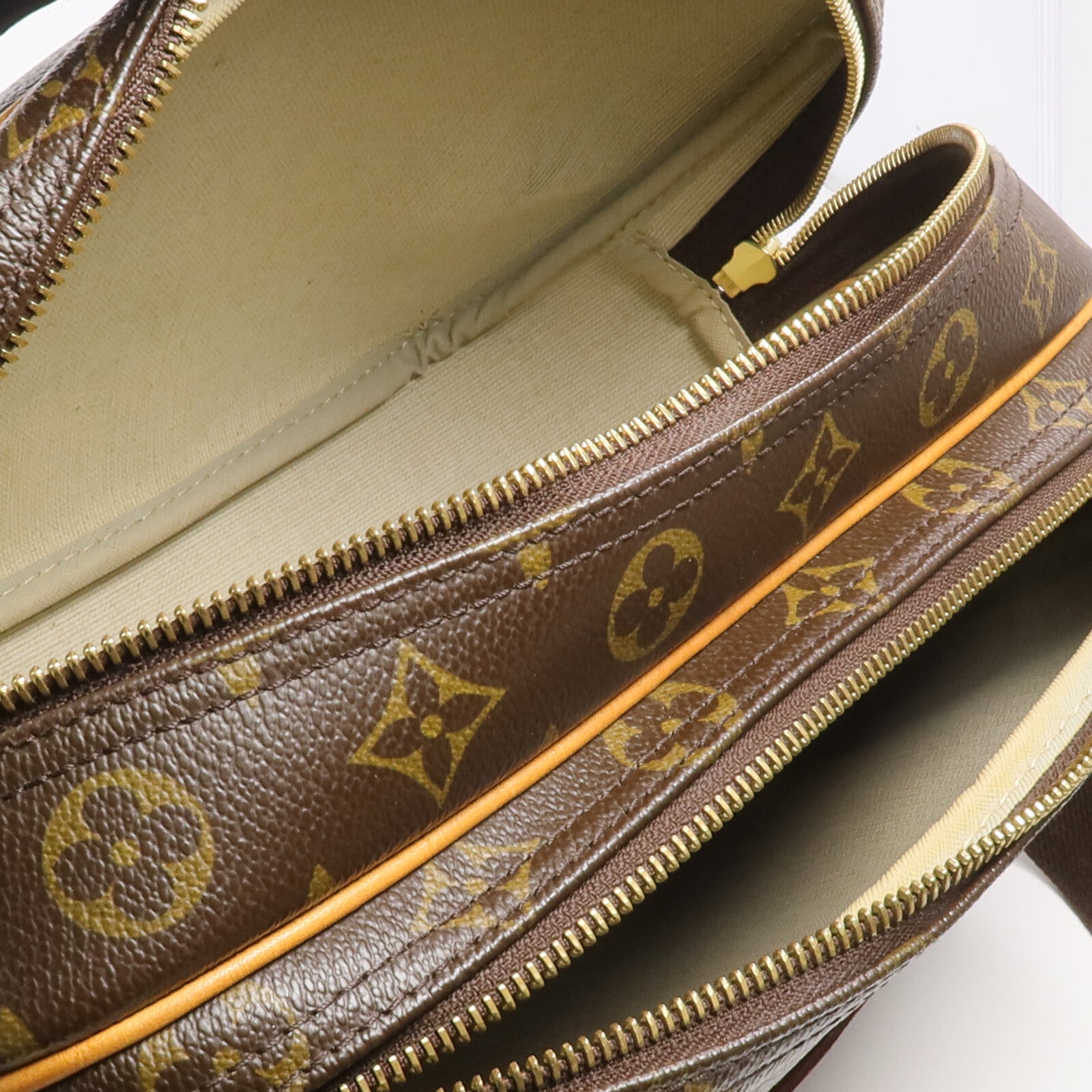 LOUIS VUITTON Monogram Reporter PM金扣肩背袋棕色