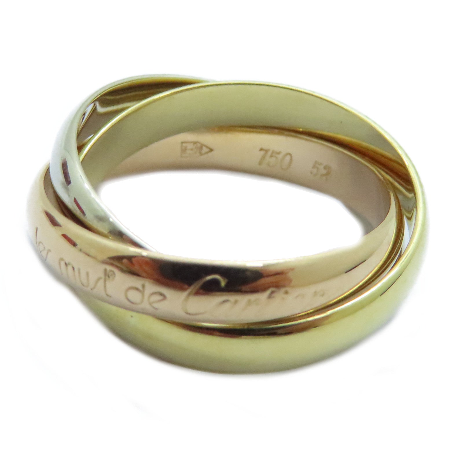 CARTIER 18K黃金/白金/玫瑰金Trinity戒指Cartier#52/US#6.25