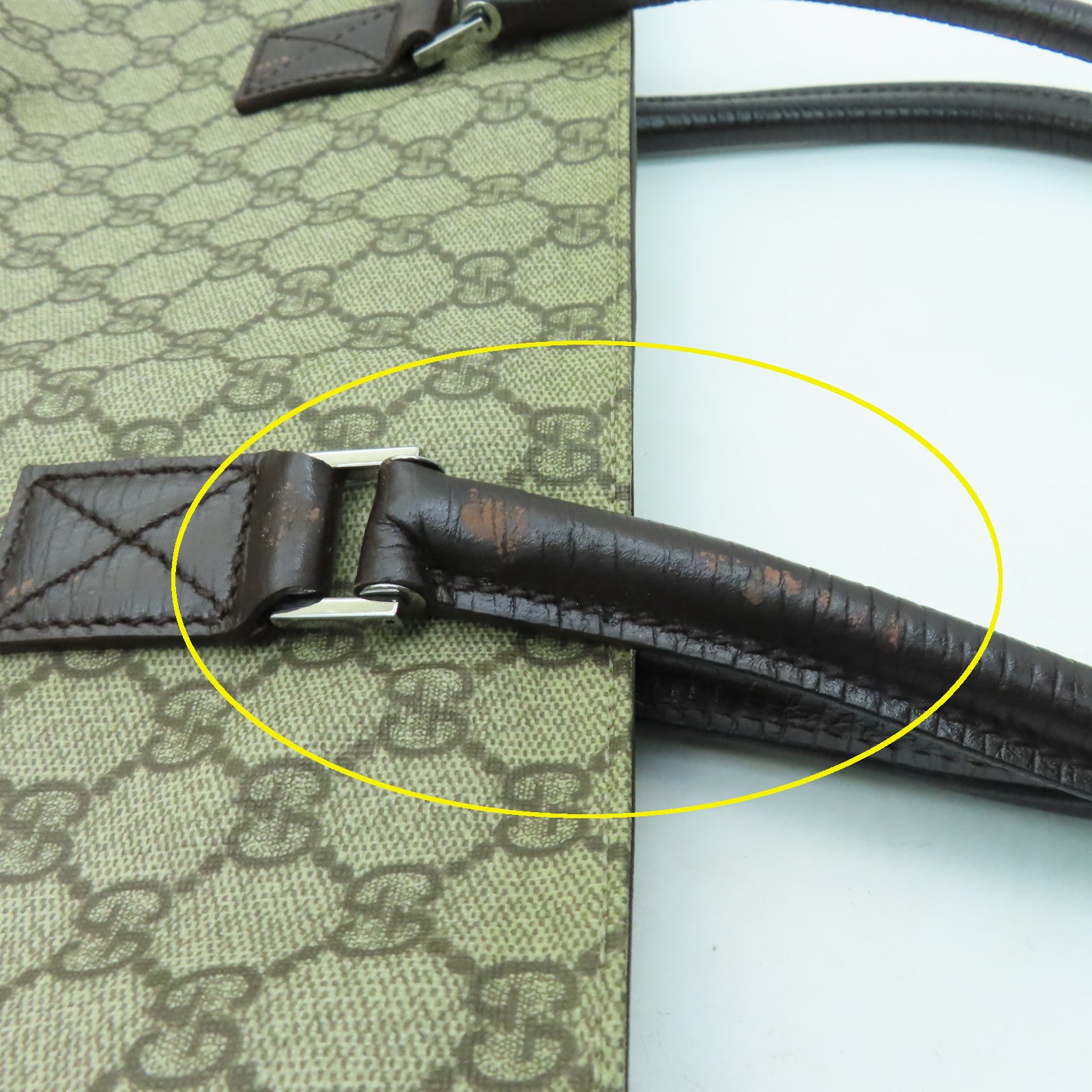 GUCCI 【激減優惠】塗層帆布Shoulder Bag銀扣肩背袋啡色