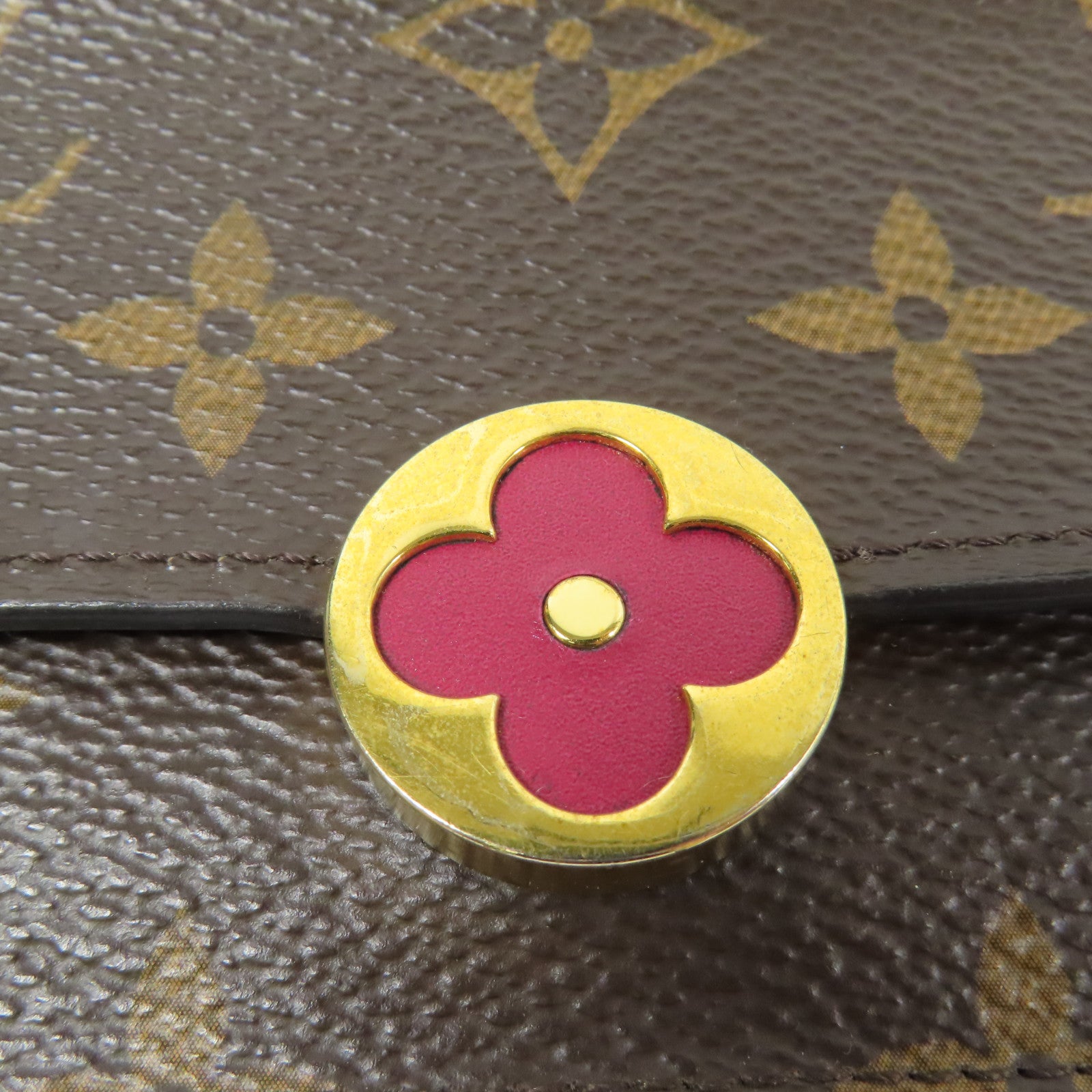 LOUIS VUITTON Monogram Portefeuille Flore金扣鏈帶肩背袋