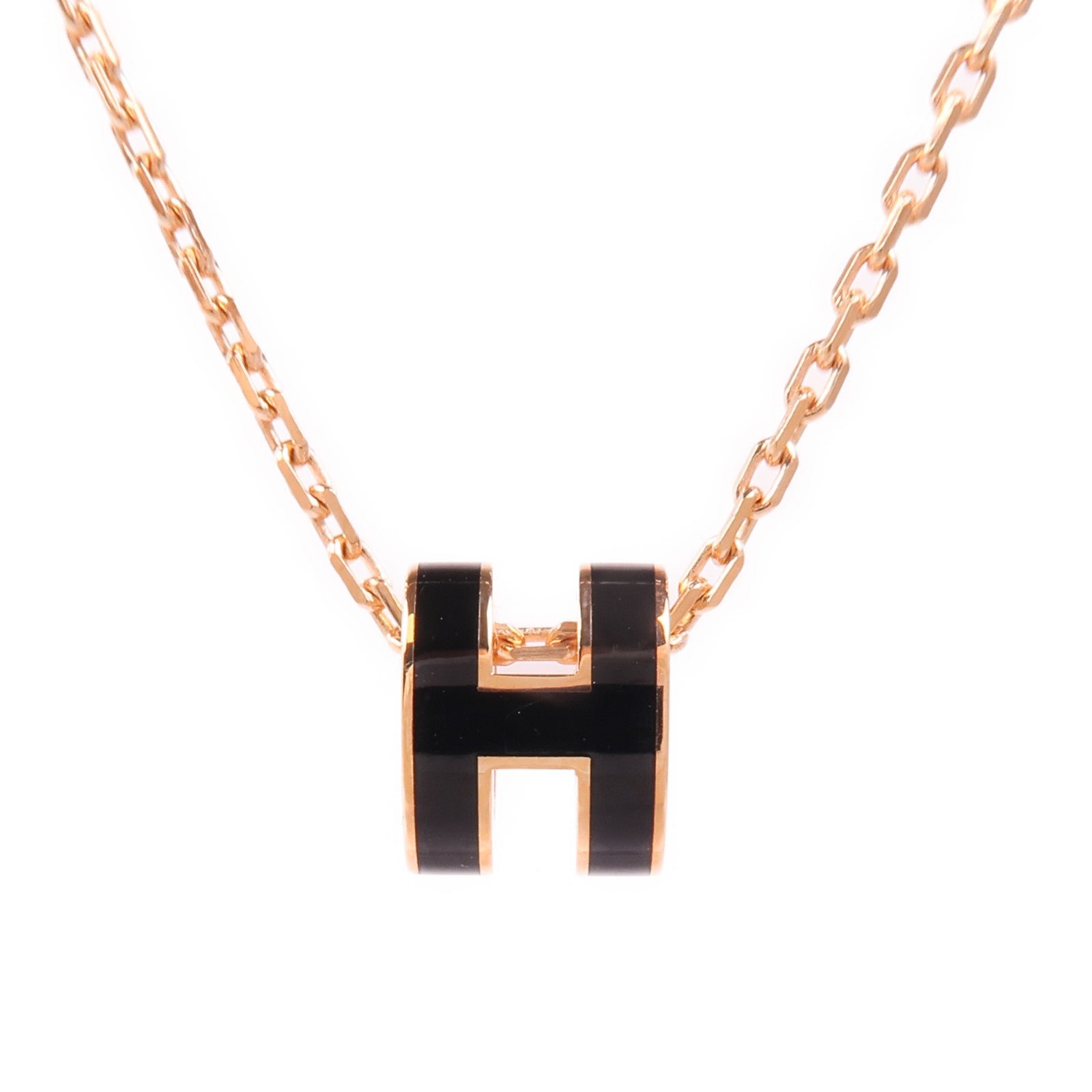 HERMES 金屬Mini Pop H Pendant項鍊Noir