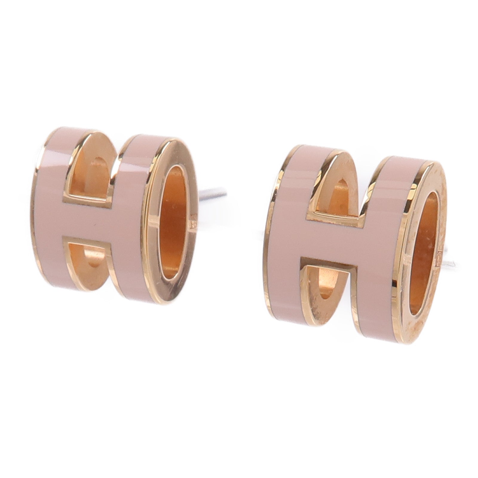 HERMES 金屬Mini Pop H Earrings耳環Rose Dragee