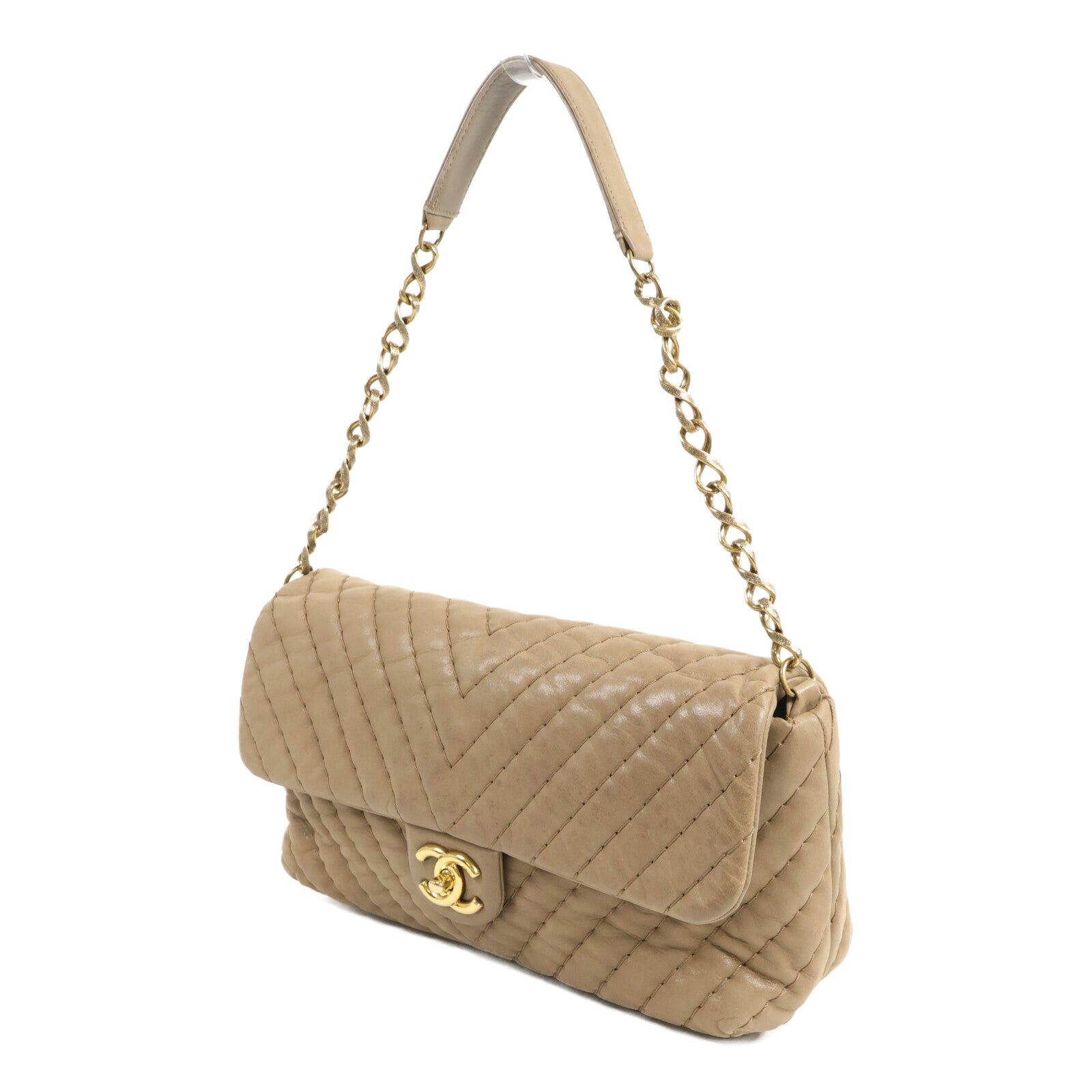 CHANEL 牛皮皮革Irdescent Supique Flap Bag鏈帶肩背袋