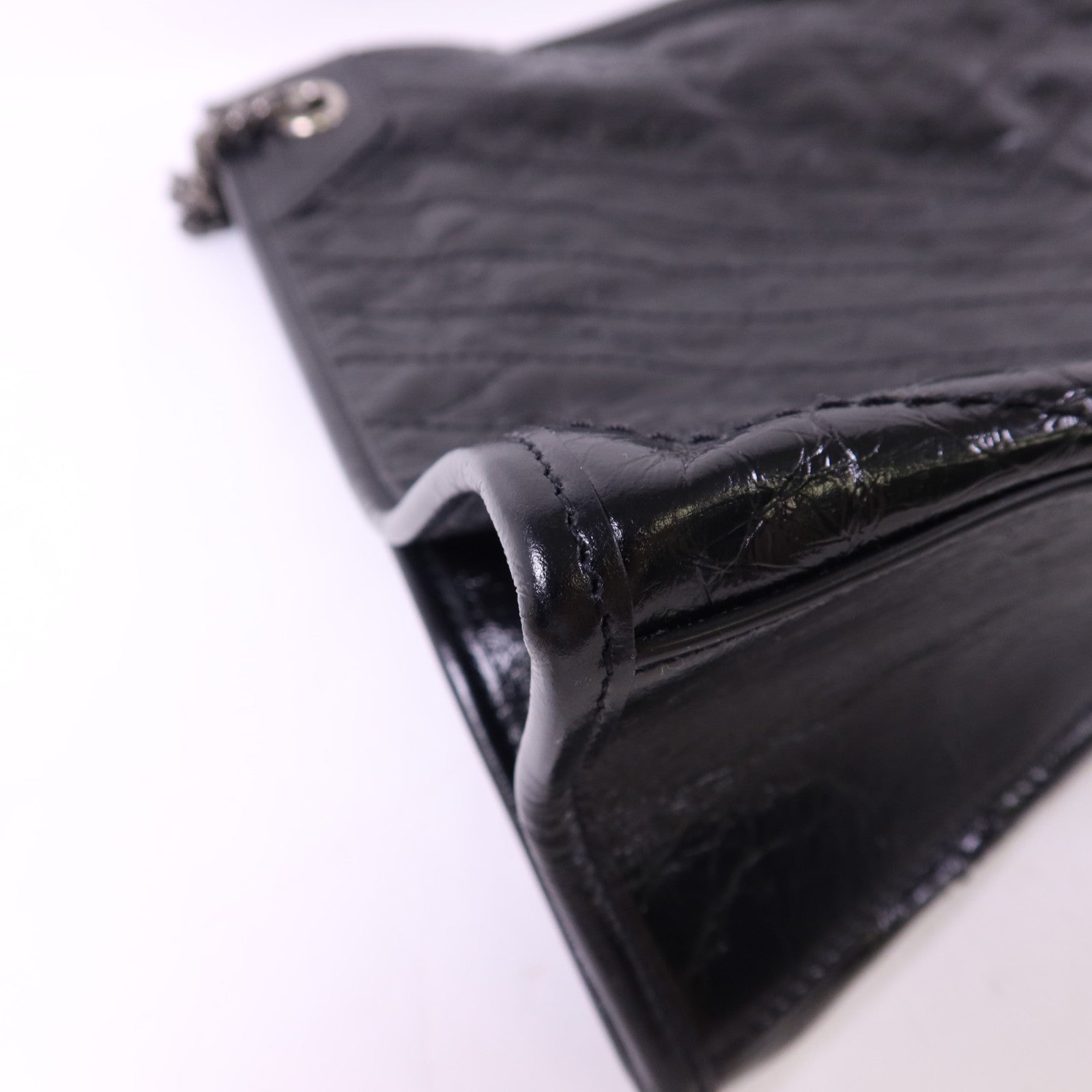 YVES SAINT LAURENT 牛皮皮革Niki Medium Tote Bag銀扣鏈帶肩背袋