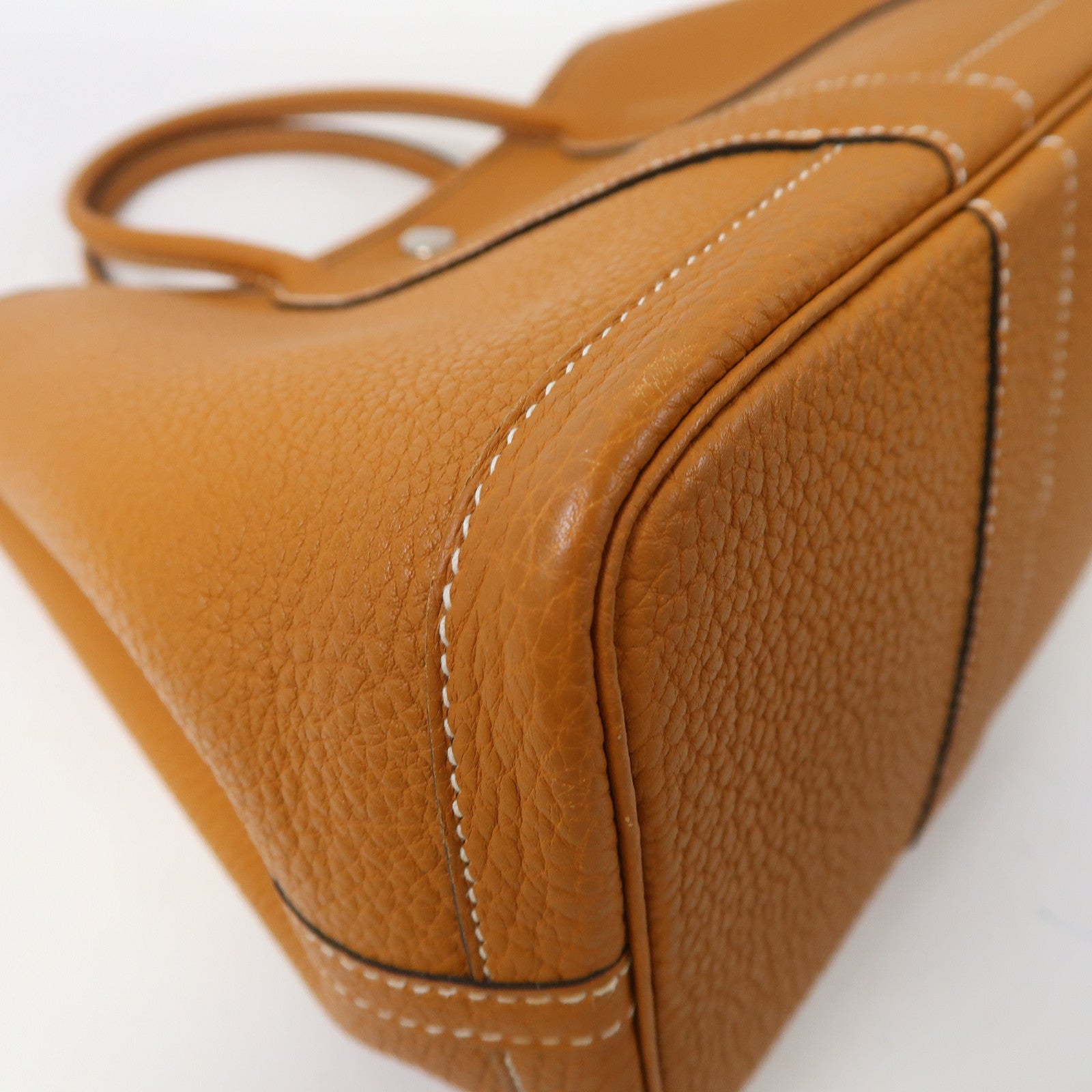 HERMES Negonda皮革Garden Party TPM銀扣手挽袋Gold/駝色