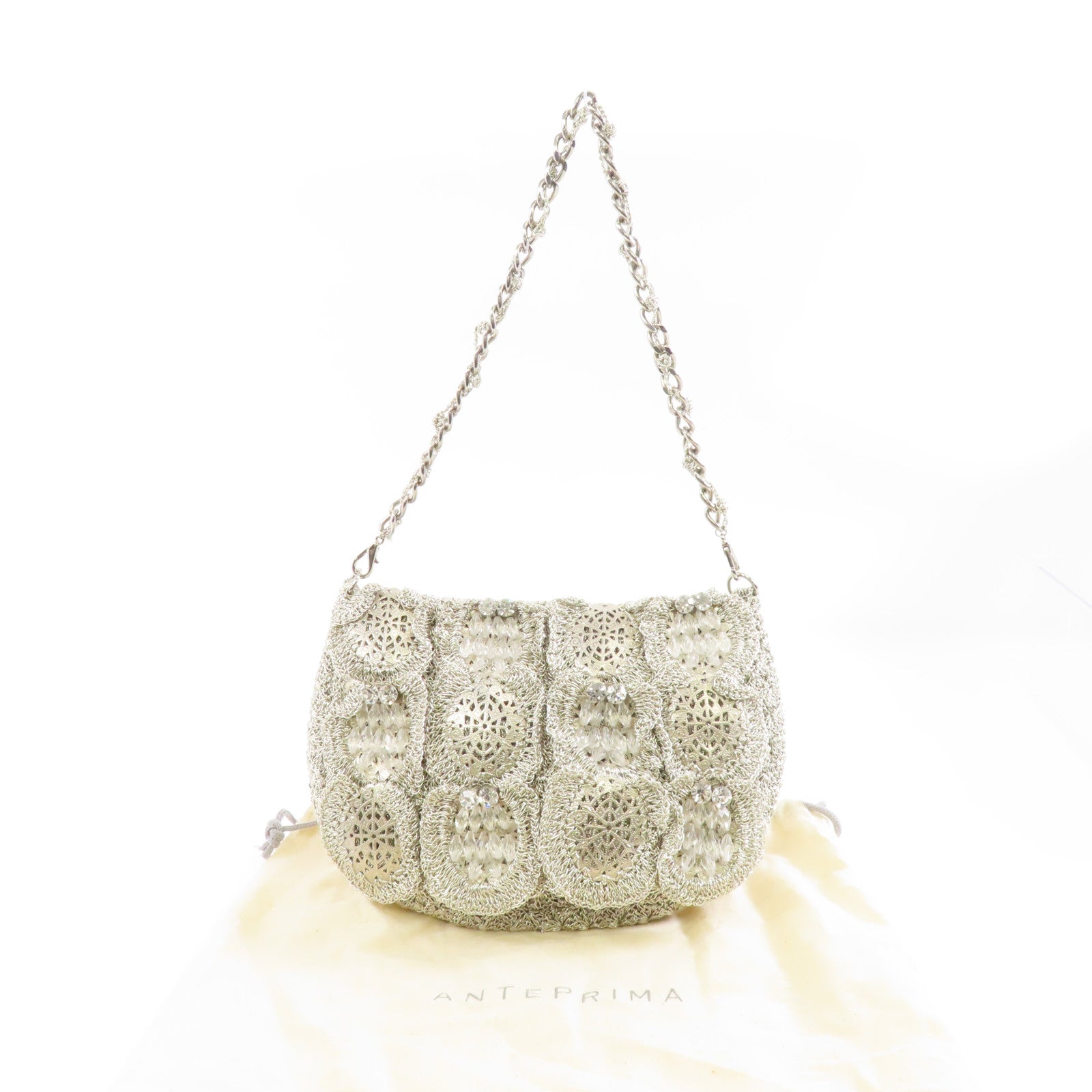 ANTEPRIMA Wire Chain Shoulder Bag銀扣鏈帶肩背袋銀色