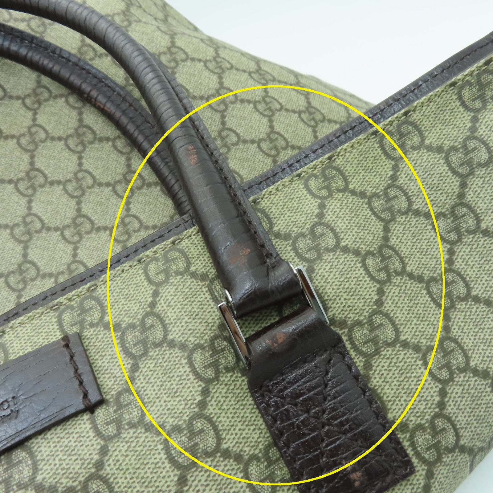 GUCCI 【激減優惠】塗層帆布Shoulder Bag銀扣肩背袋啡色