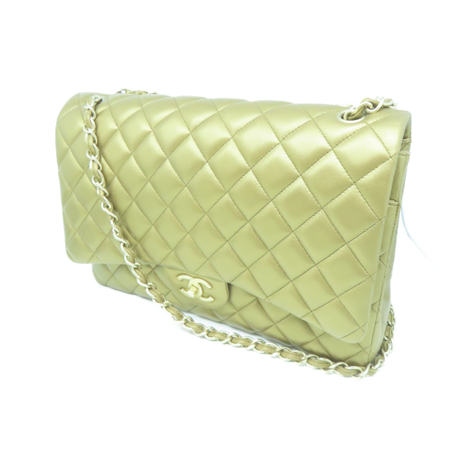 CHANEL 【激減優惠】菱格羊皮皮革Chain Shoulder金扣鏈帶肩背袋金色
