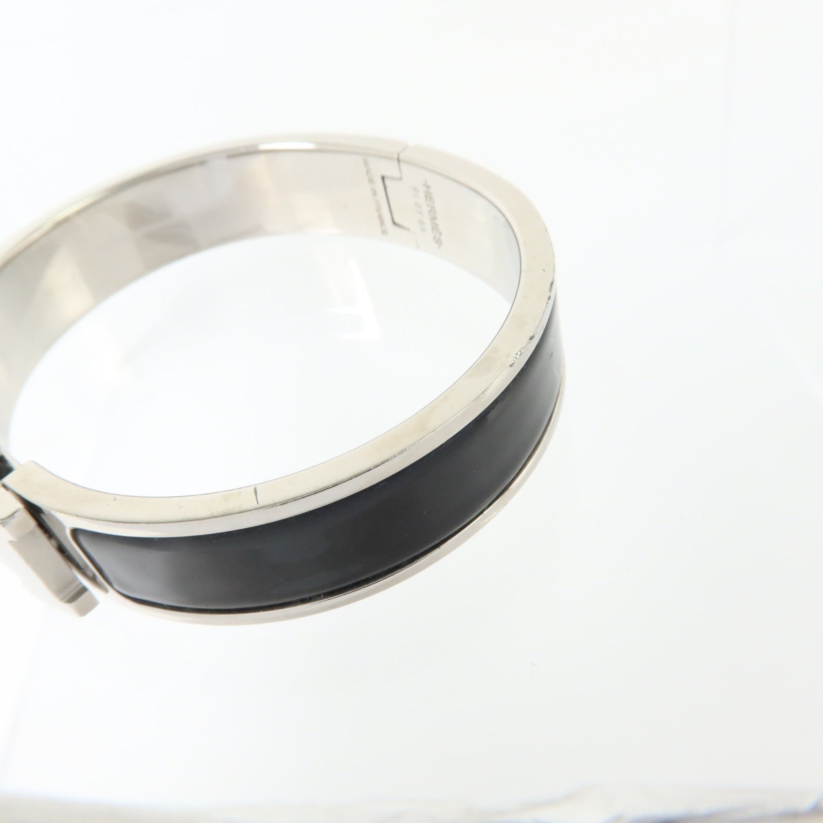 HERMES 金屬/琺瑯Clic H Bracelet銀扣手鏈