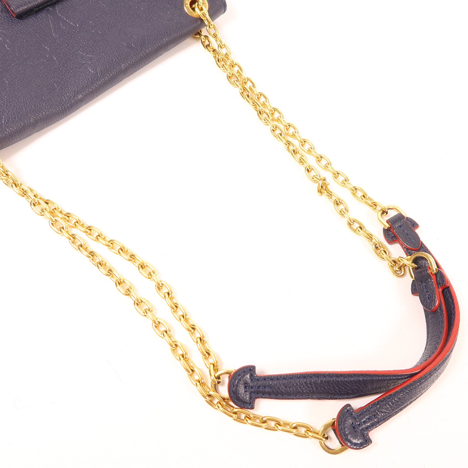 LOUIS VUITTON Monogram Empreinte Vavin PM金扣肩背袋深藍色