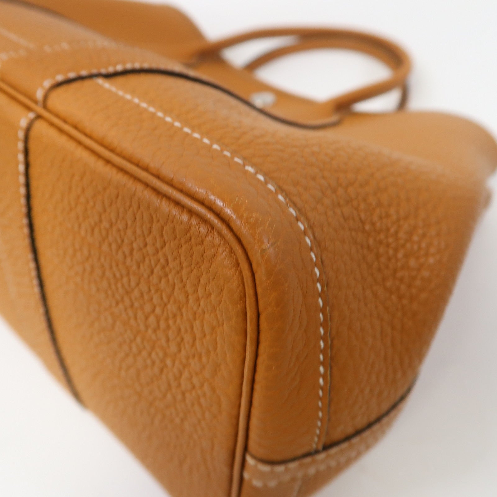 HERMES Negonda皮革Garden Party TPM銀扣手挽袋Gold/駝色