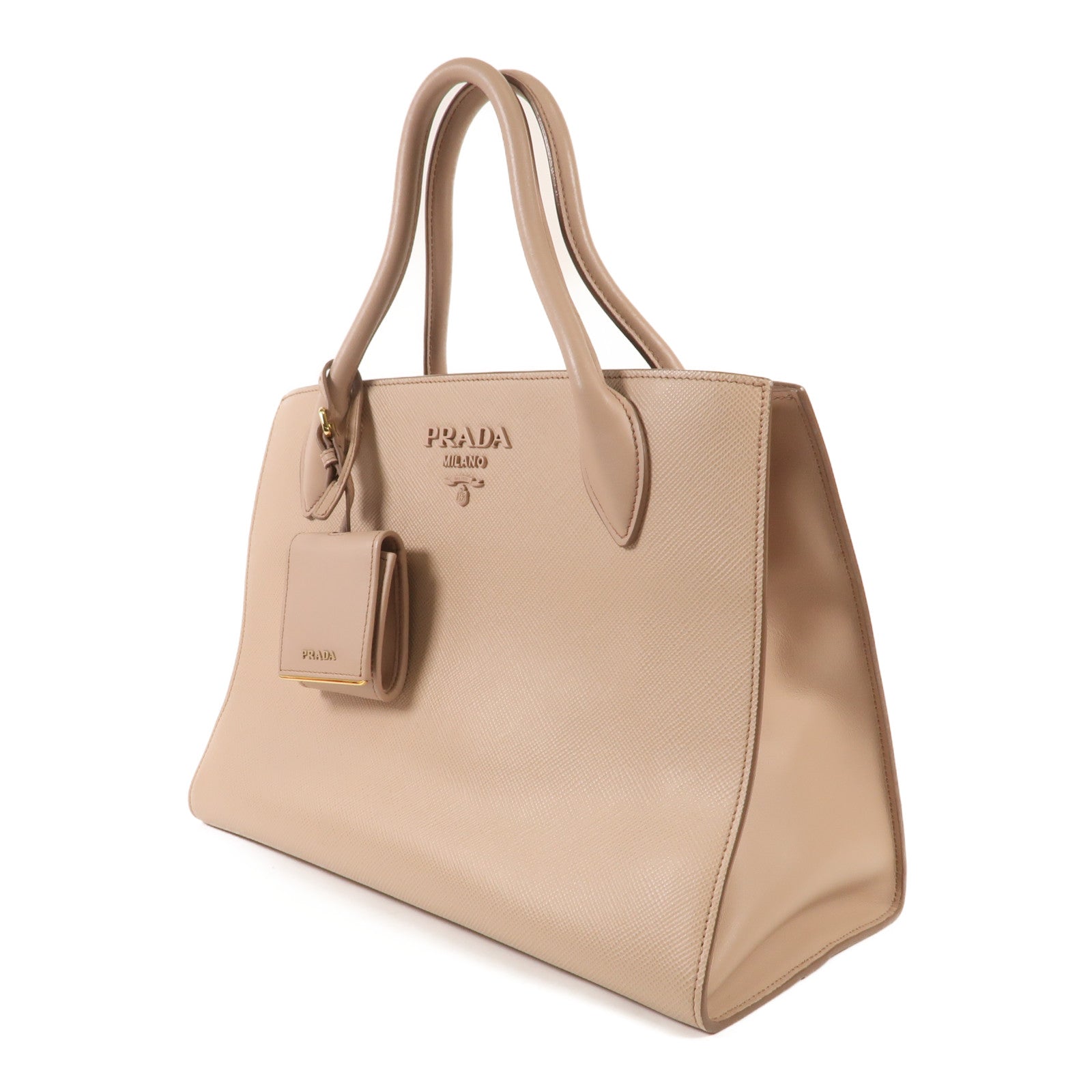 PRADA 牛皮皮革Monochrome金扣手挽肩背兩用袋