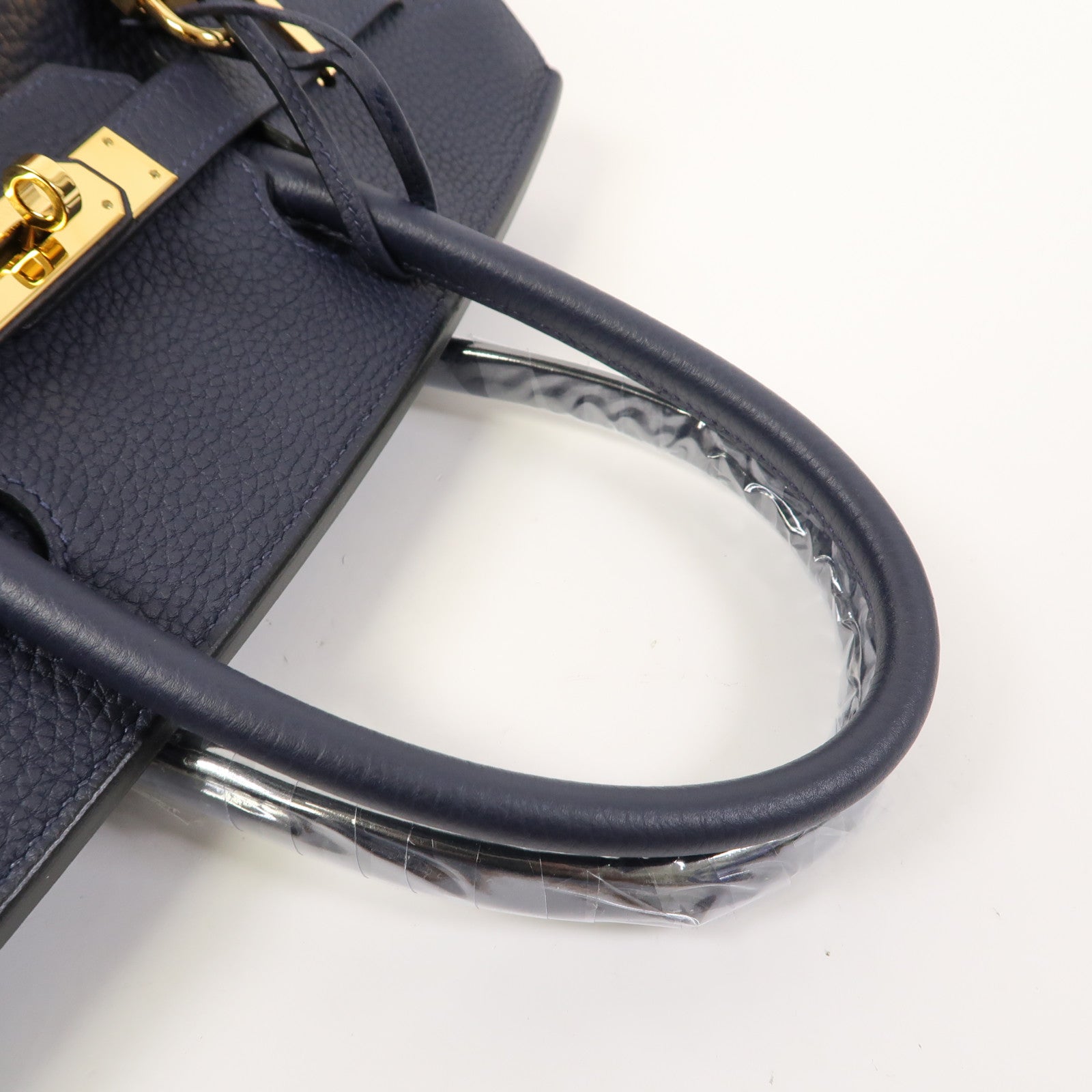 HERMES Clemence皮革Birkin 30金扣手挽袋Bleu Nuit午夜藍色