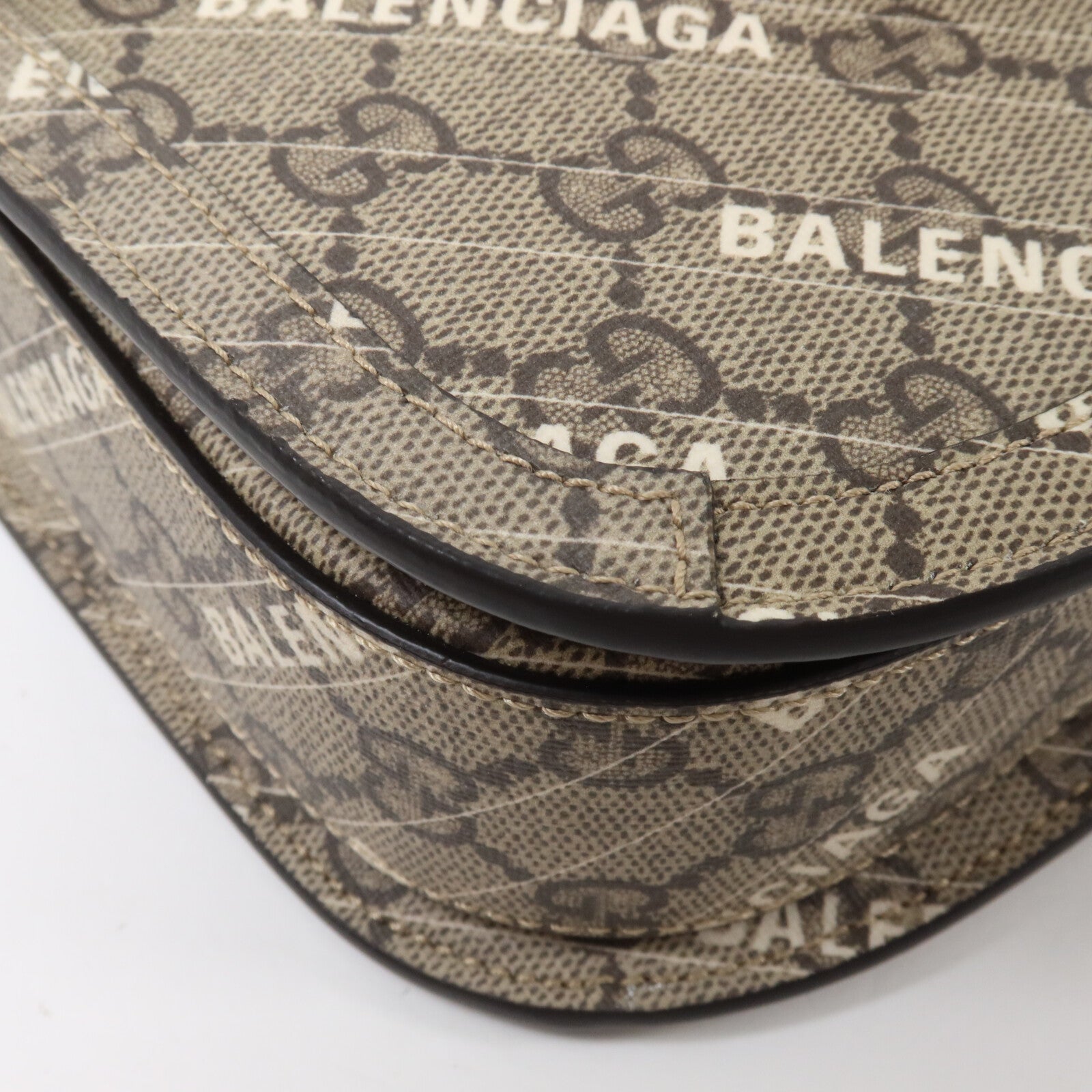 GUCCI 塗層帆布Gucci x Balenciaga Horsebit GG Supreme肩背袋