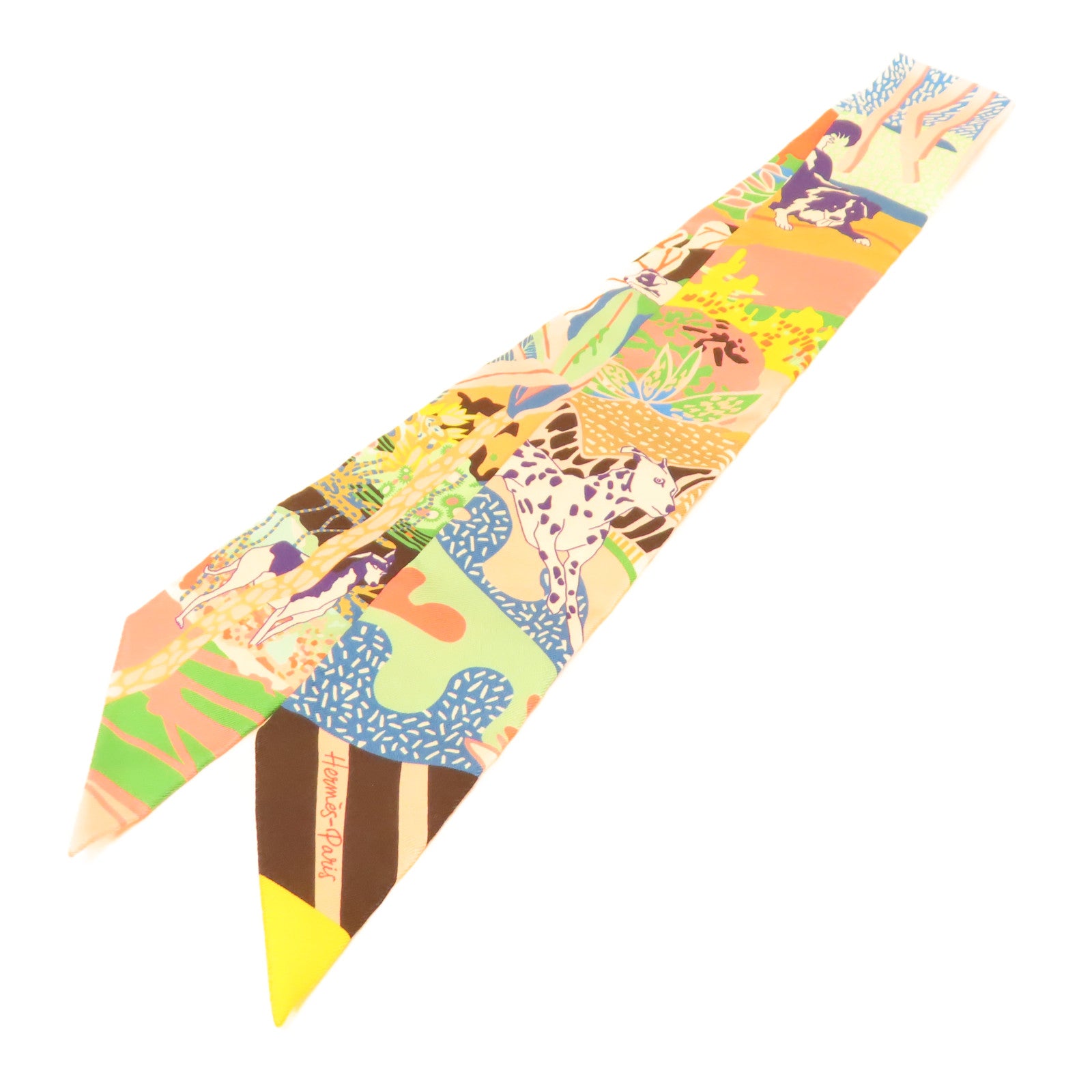 HERMES 絲質Twilly絲巾彩色