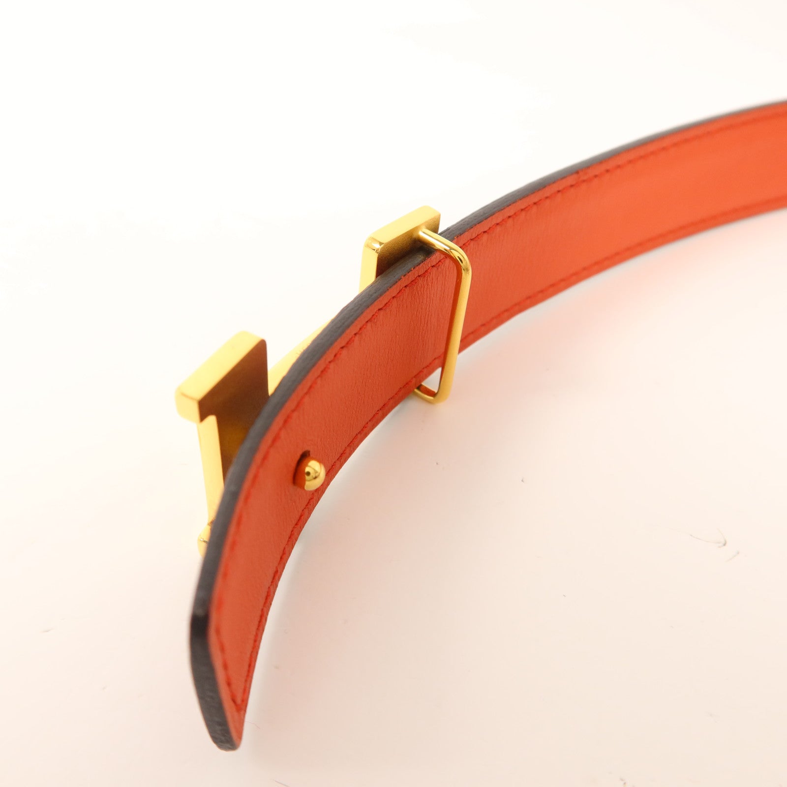 HERMES Epsom皮革H Belt金扣皮帶Anemone/Capucine