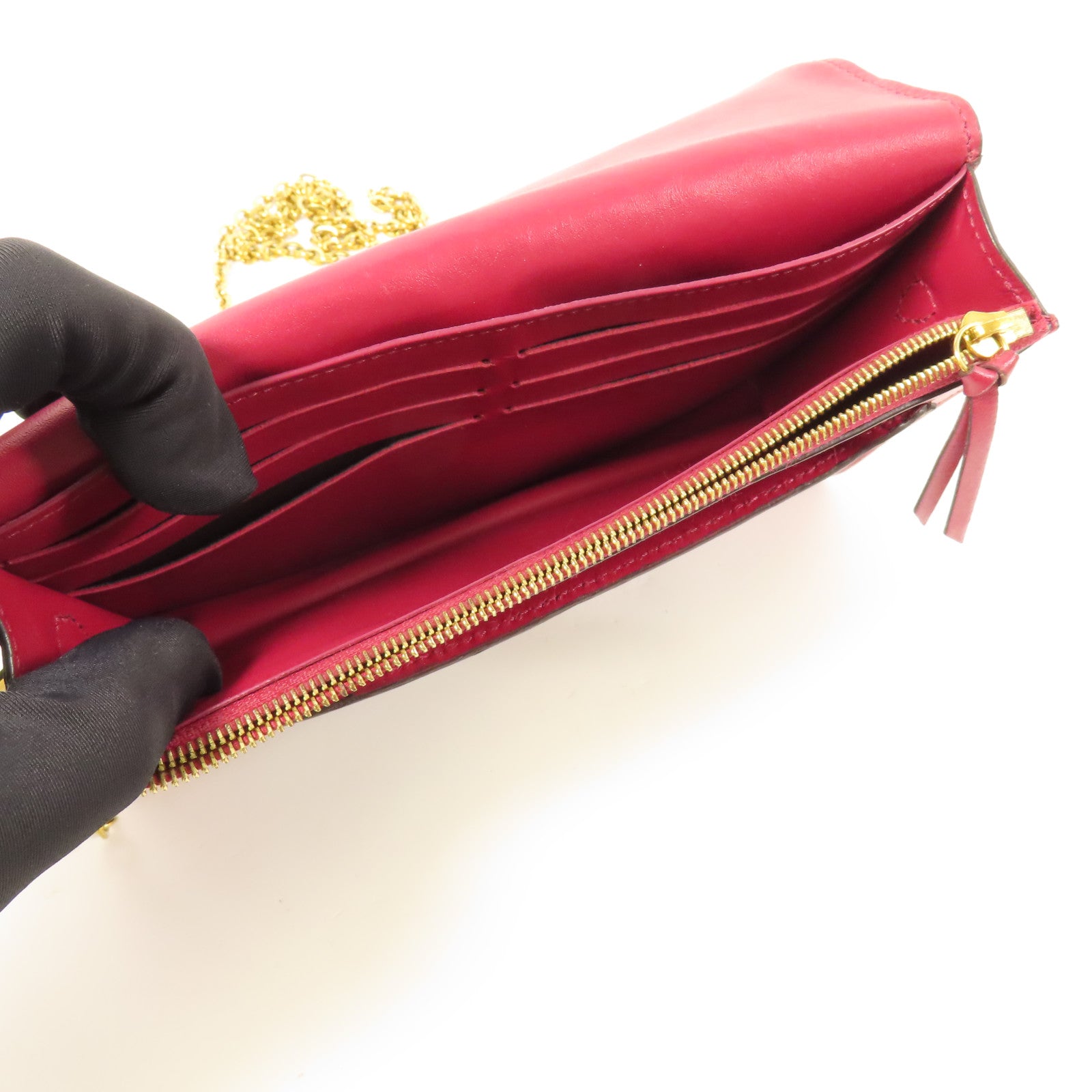 LOUIS VUITTON Monogram Portefeuille Flore金扣鏈帶肩背袋