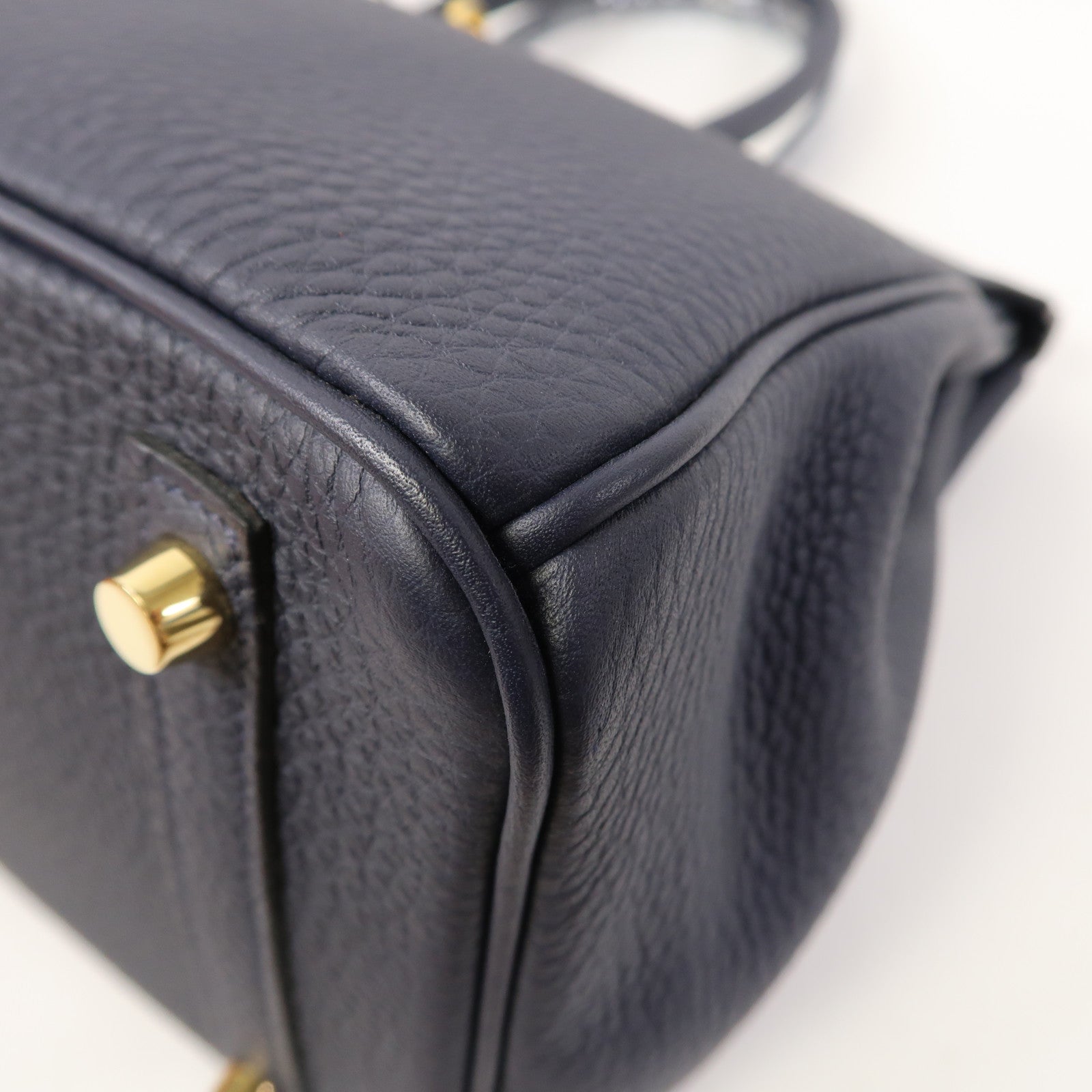 HERMES Clemence皮革Birkin 30金扣手挽袋Bleu Nuit午夜藍色