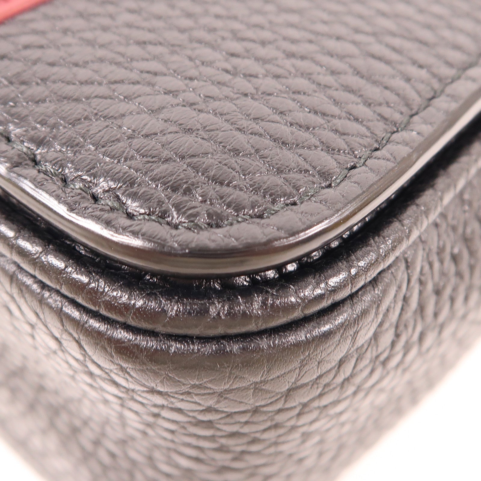 BALLY SHW Pouch Calfskin Leather Black/Red/White