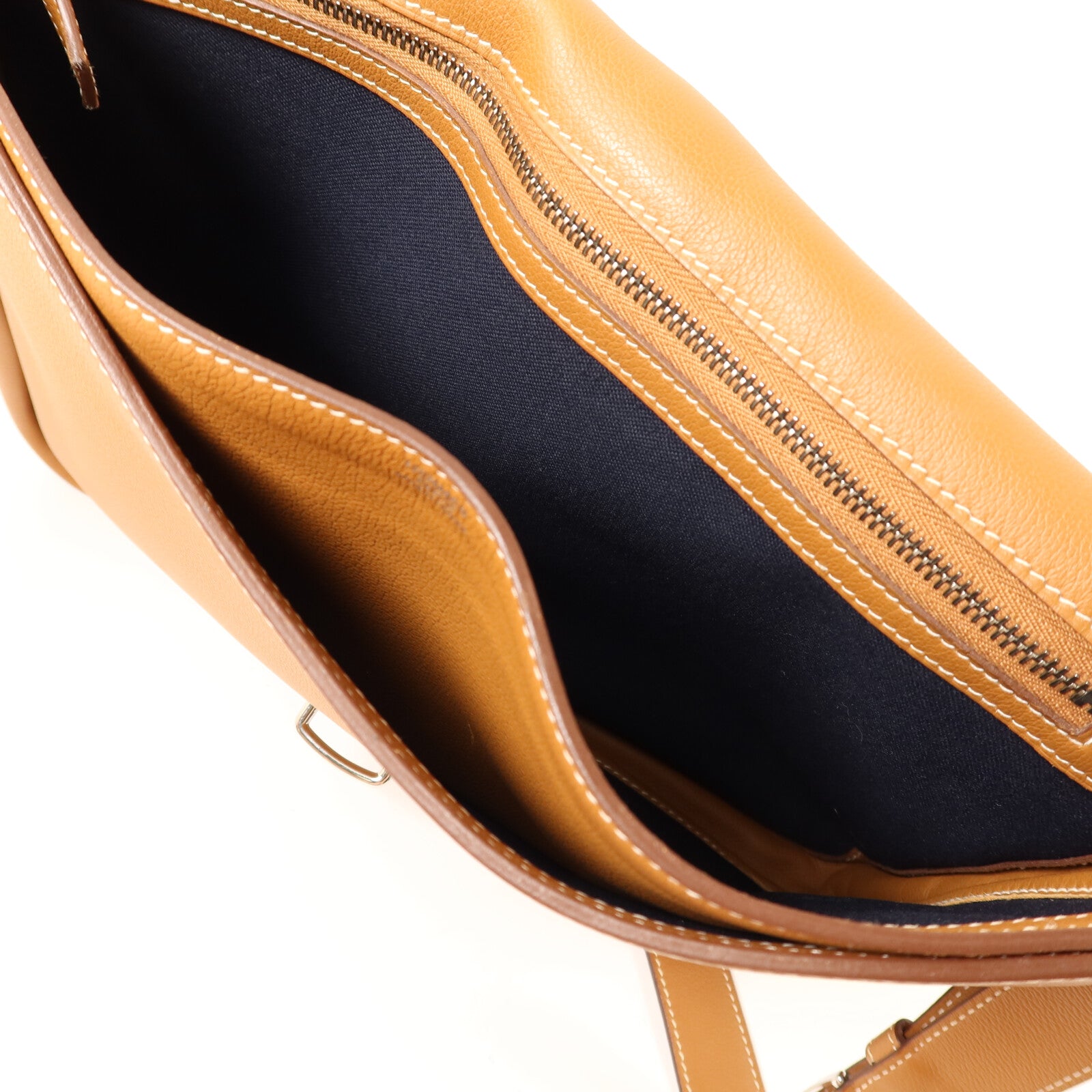 HERMES Togo皮革Steve Light銀扣肩背袋Gold