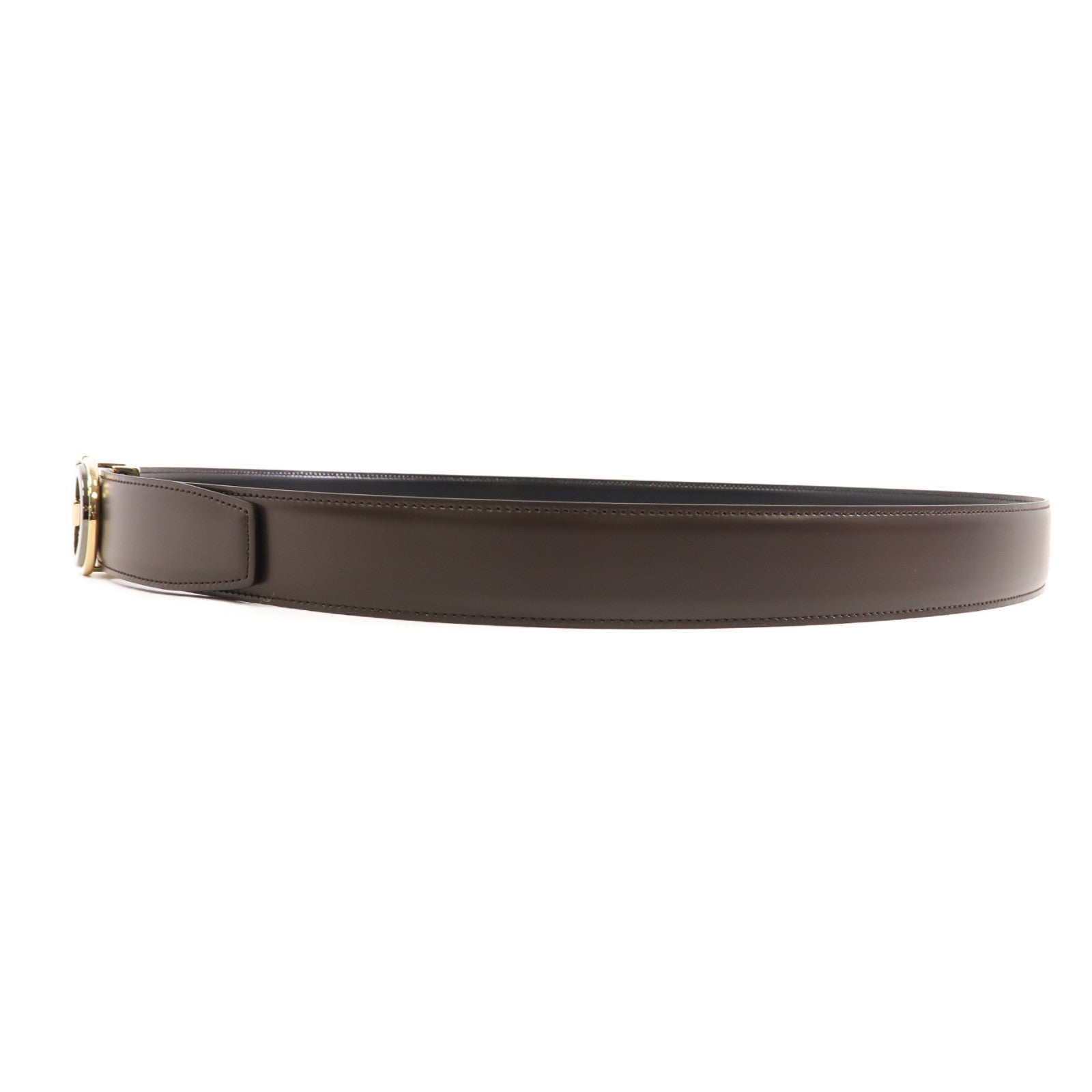 Salvatore Ferragamo 皮革Belt金扣皮帶啡色/黑色
