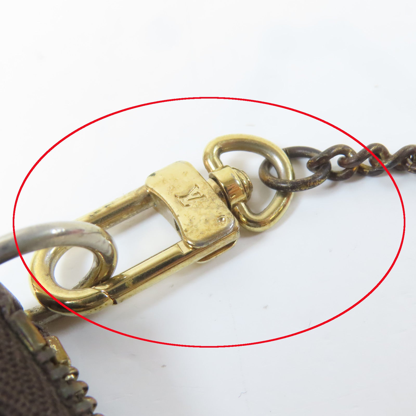 LOUIS VUITTON Monogram Mini Lin Mini Pochette Accessoires金扣手拿包啡色