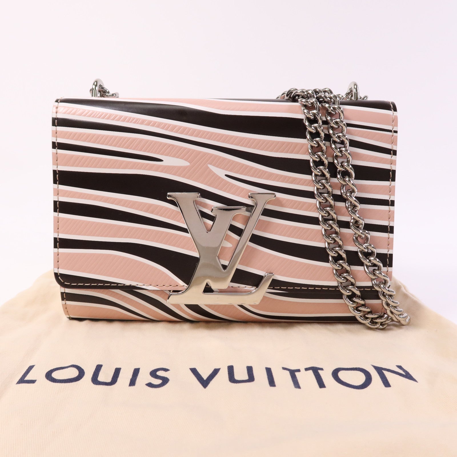 LOUIS VUITTON Epi Zebra Print Bag銀扣鏈帶肩背袋