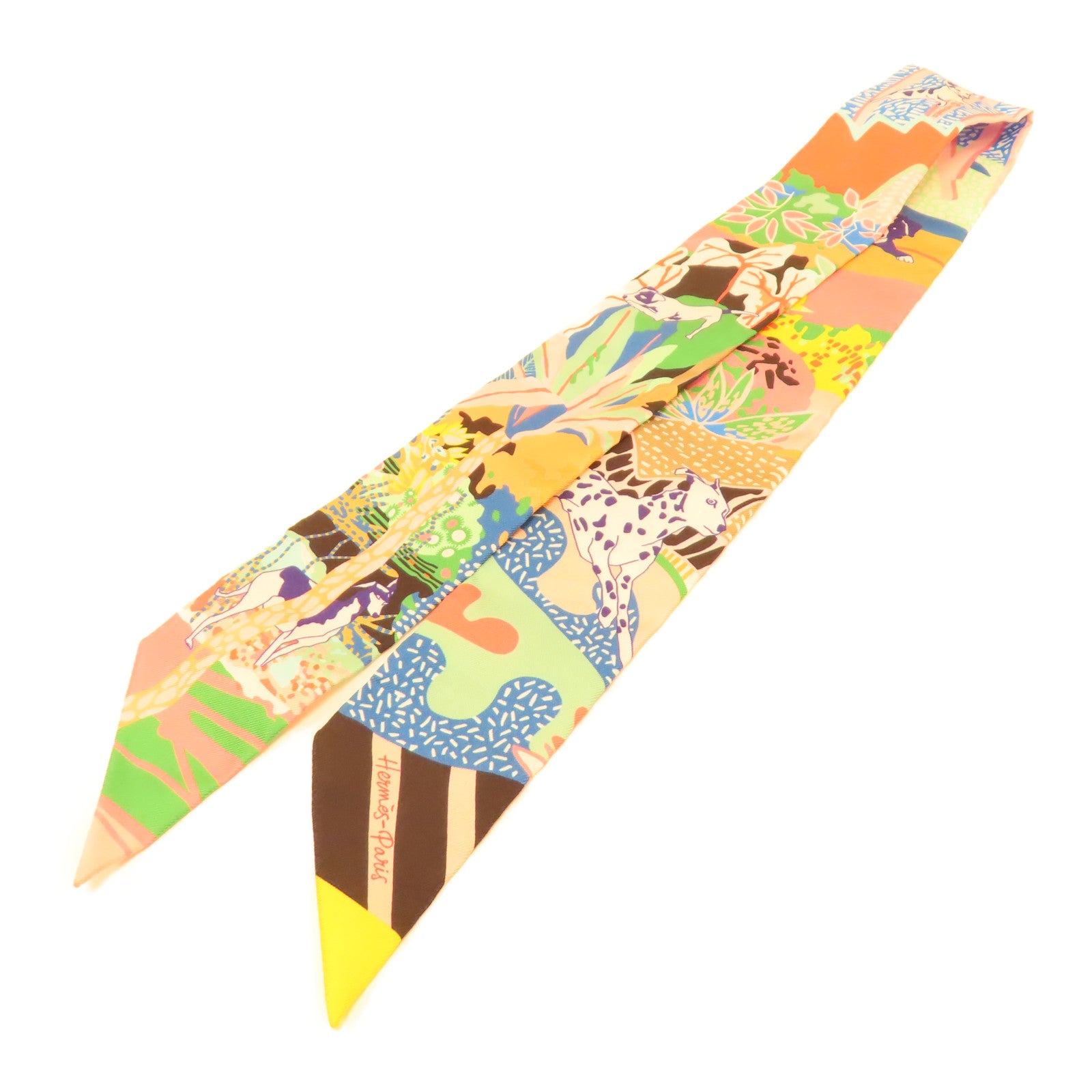 HERMES 絲質Twilly絲巾彩色