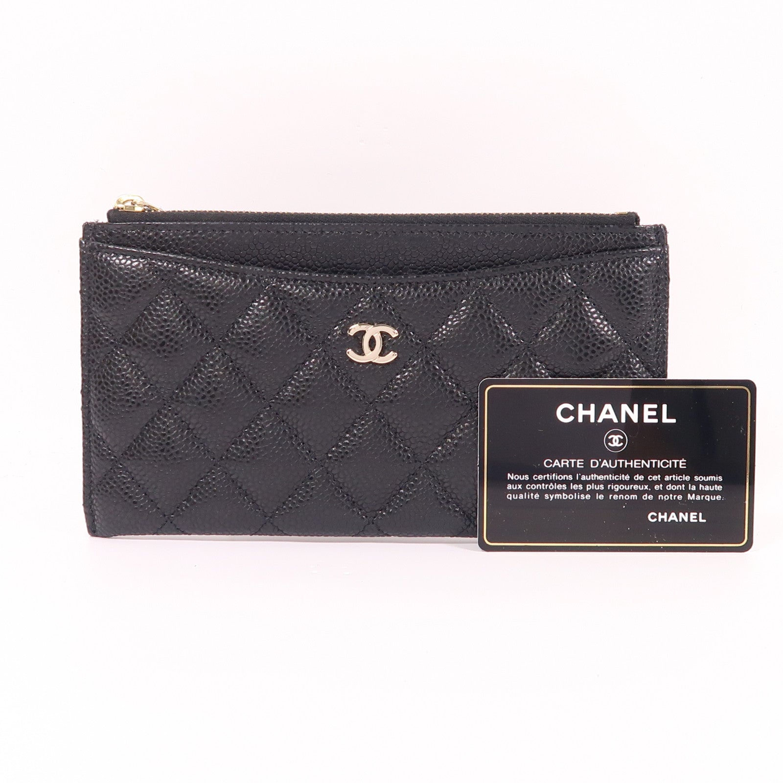 CHANEL 牛皮皮革Long Wallet金扣長錢包