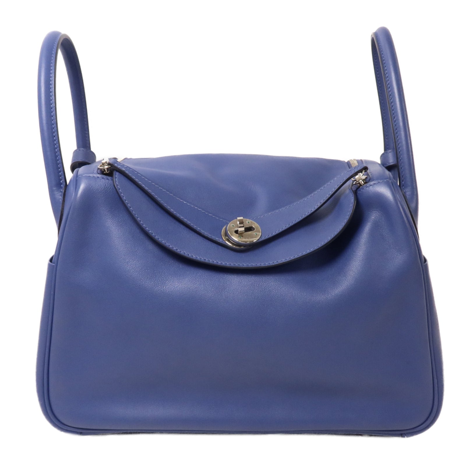 HERMES Swift皮革/Epsom皮革Lindy 30手挽肩背兩用袋Bleu Brighton