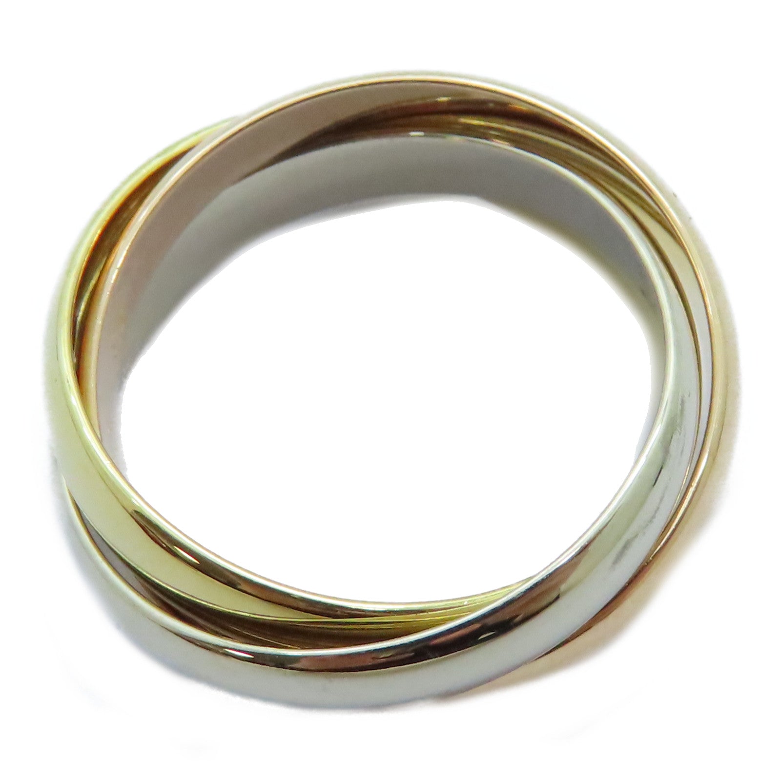 CARTIER 18K黃金/白金/玫瑰金Trinity戒指Cartier#52/US#6.25
