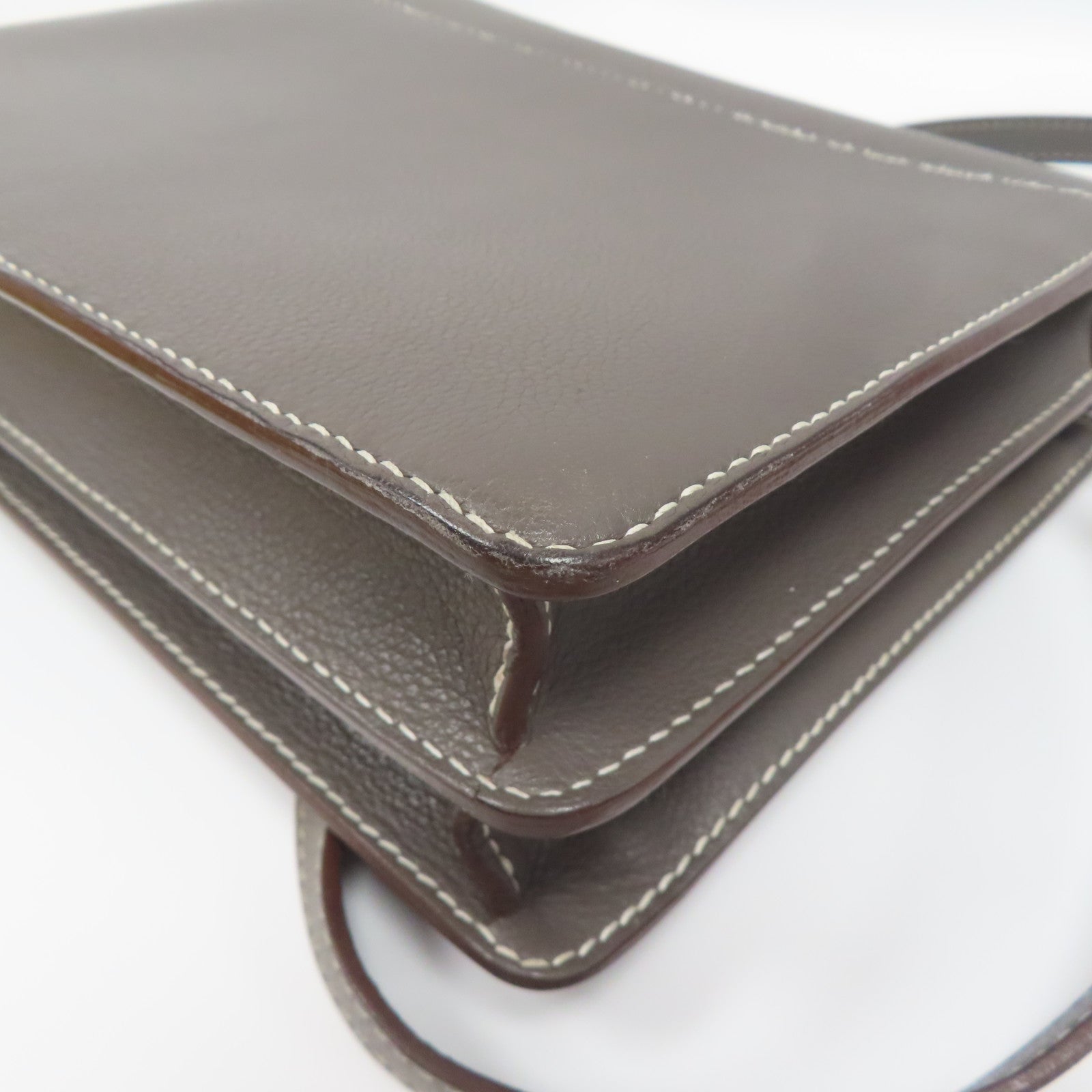 HERMES Evercolor皮革Roulis 23金扣肩背袋錫灰色
