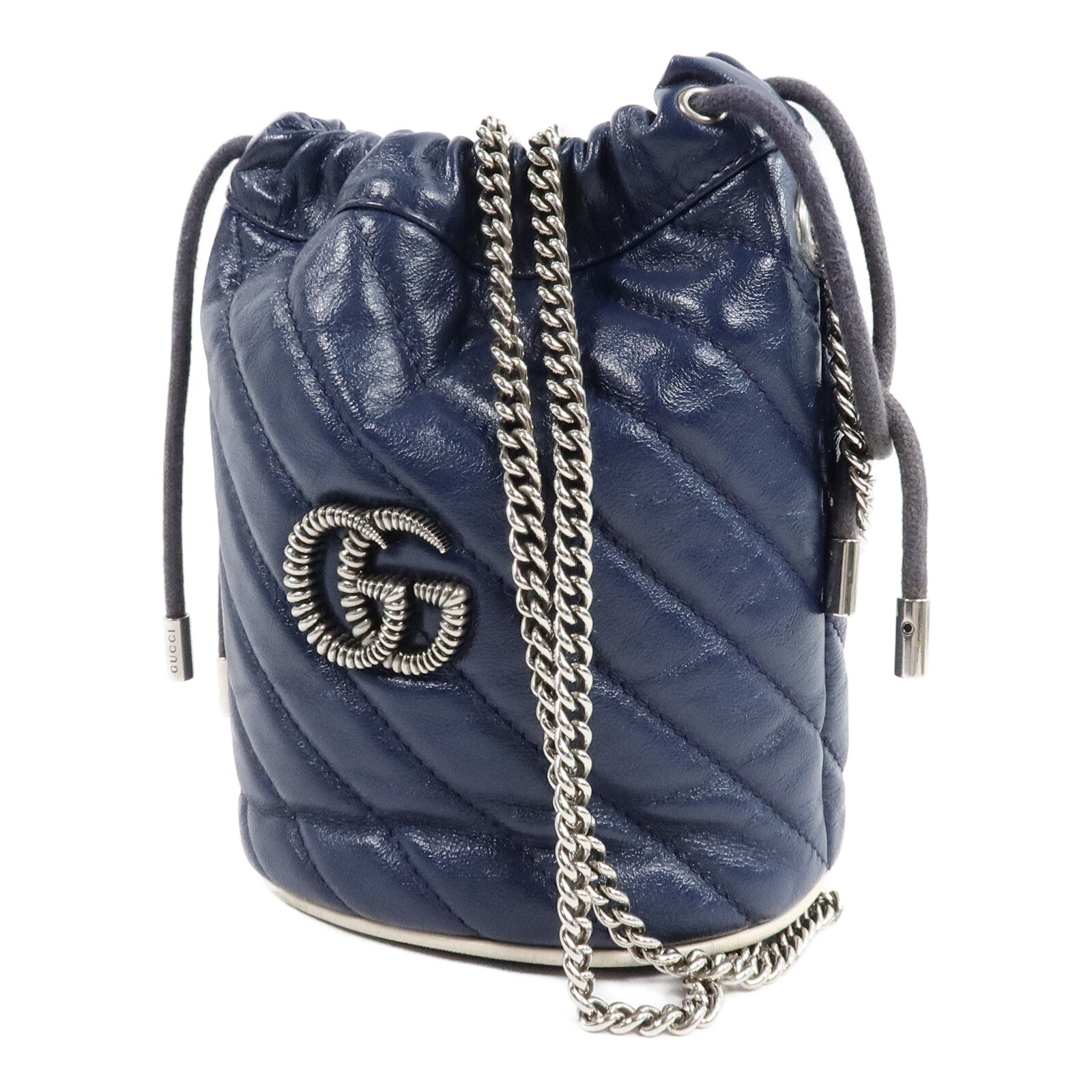 GUCCI 牛皮皮革BB Marmont Bucket鏈帶肩背袋