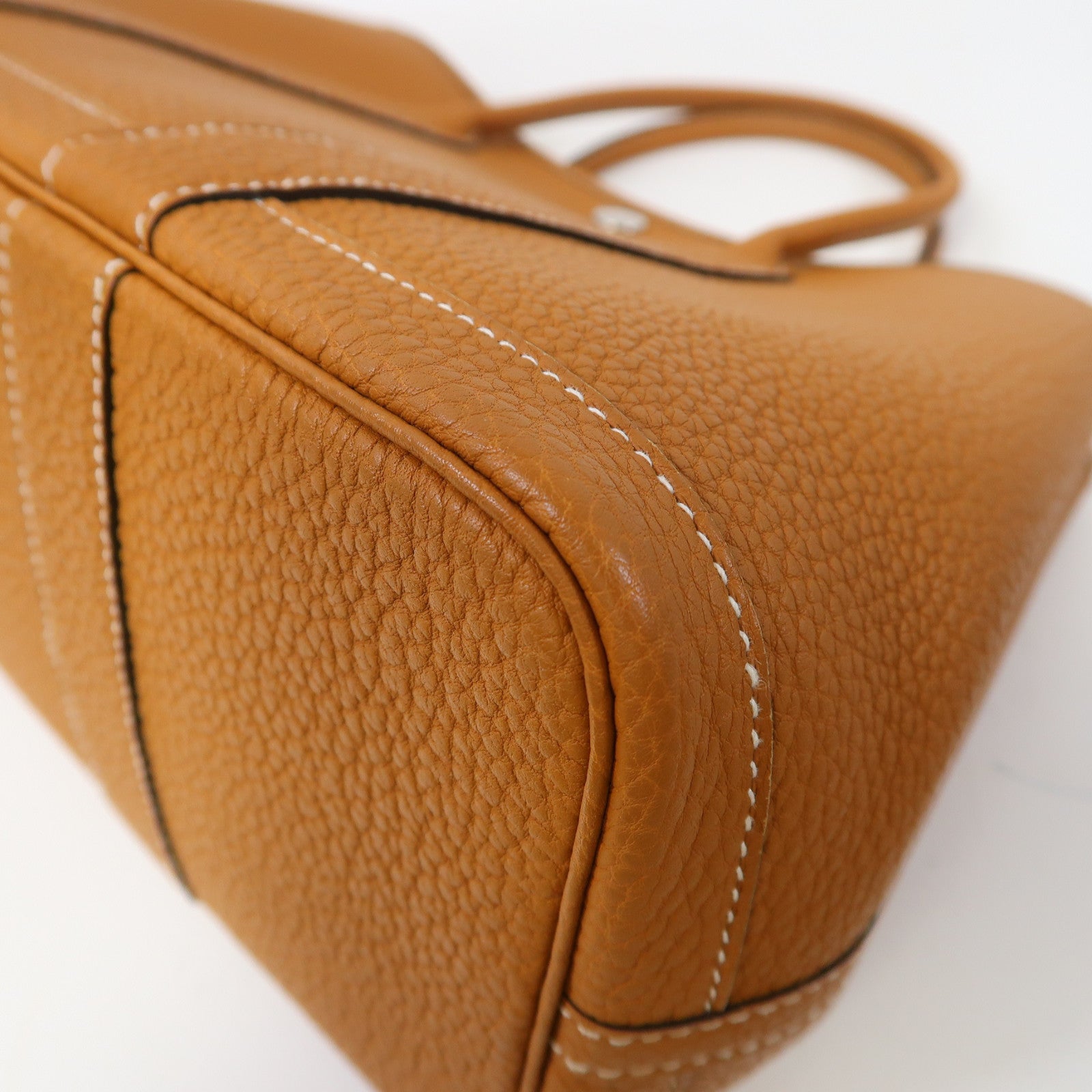 HERMES Negonda皮革Garden Party TPM銀扣手挽袋Gold/駝色