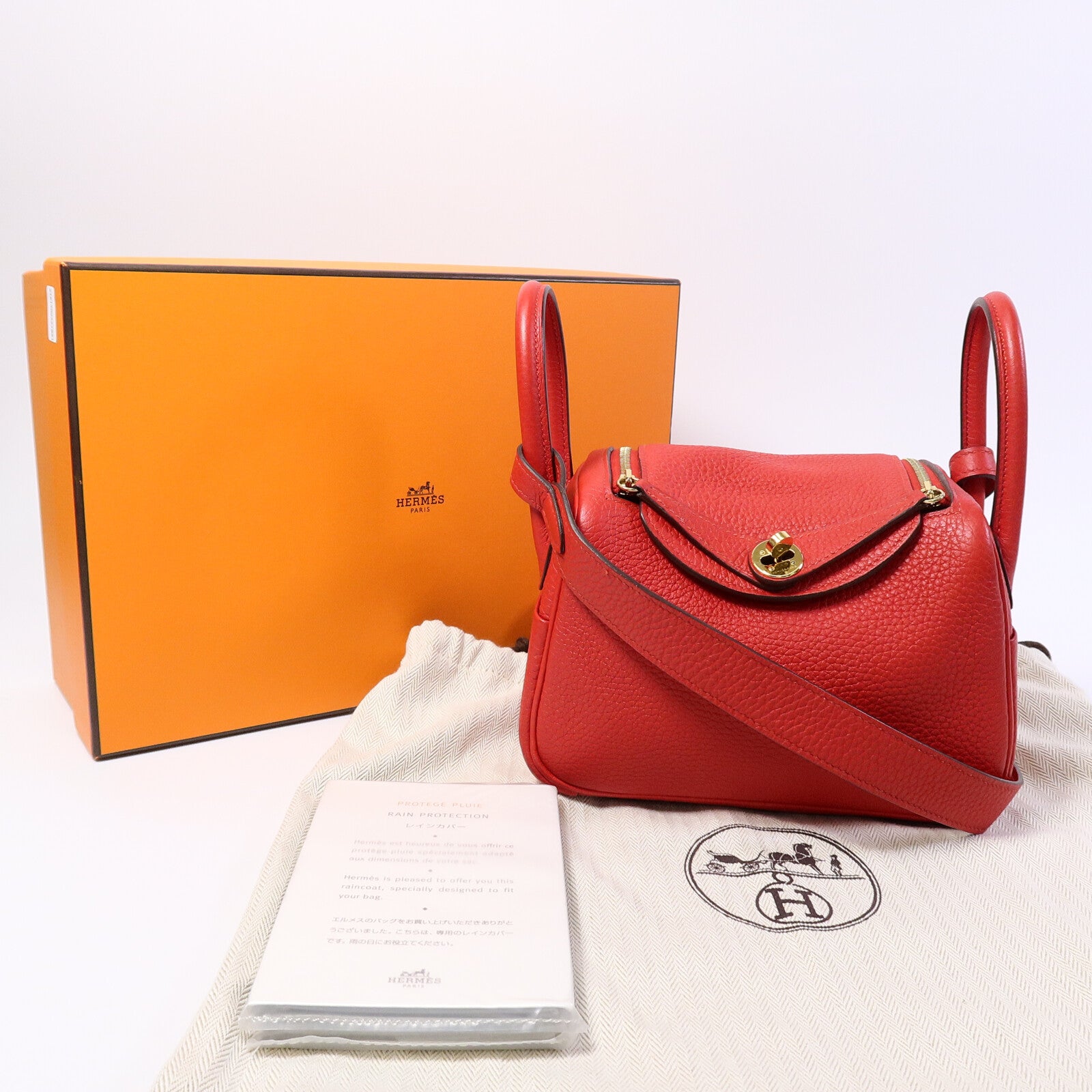 HERMES Clemence皮革Mini Lindy金扣手挽肩背兩用袋